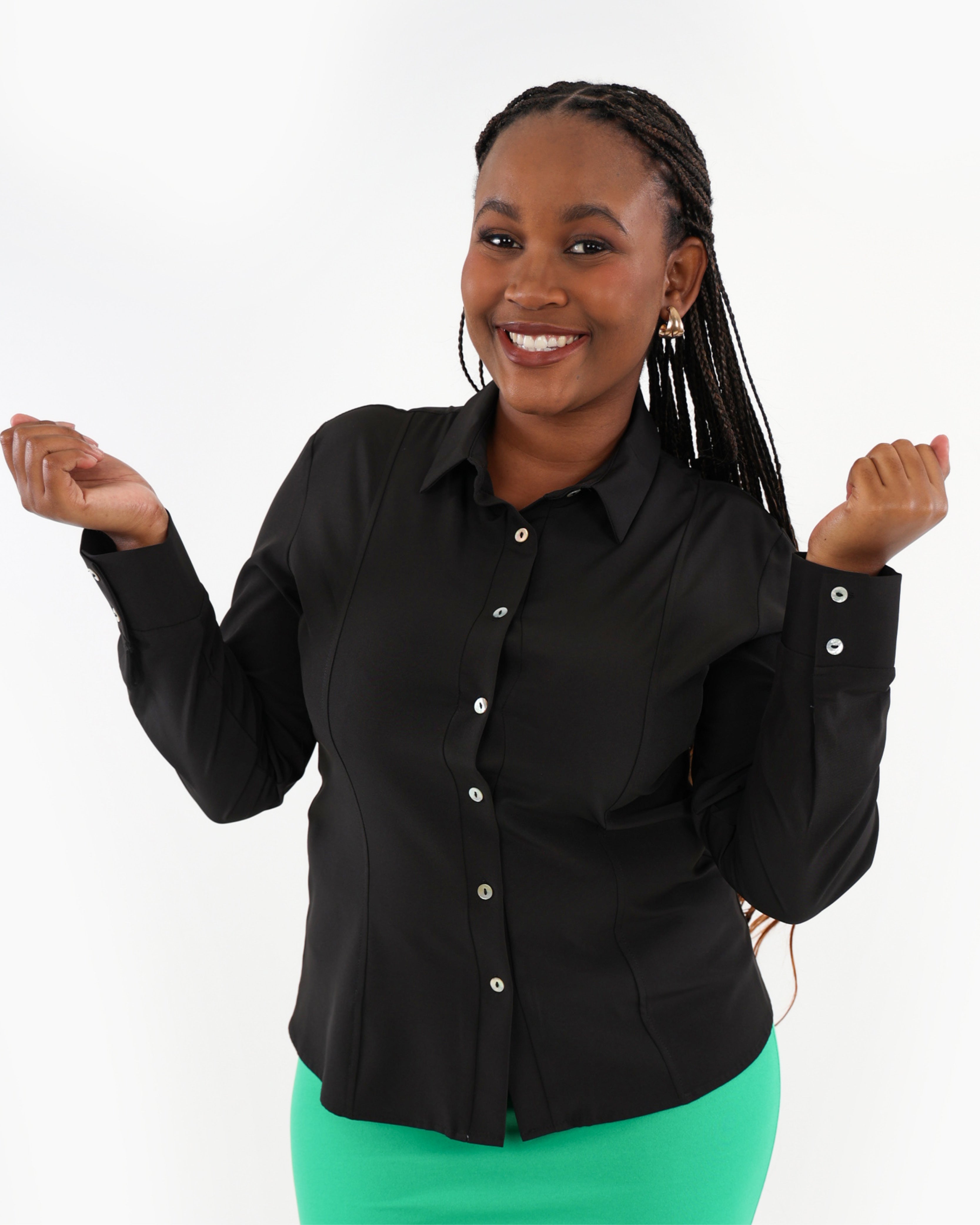 Black Long Sleeve Soft-Touch Blouse