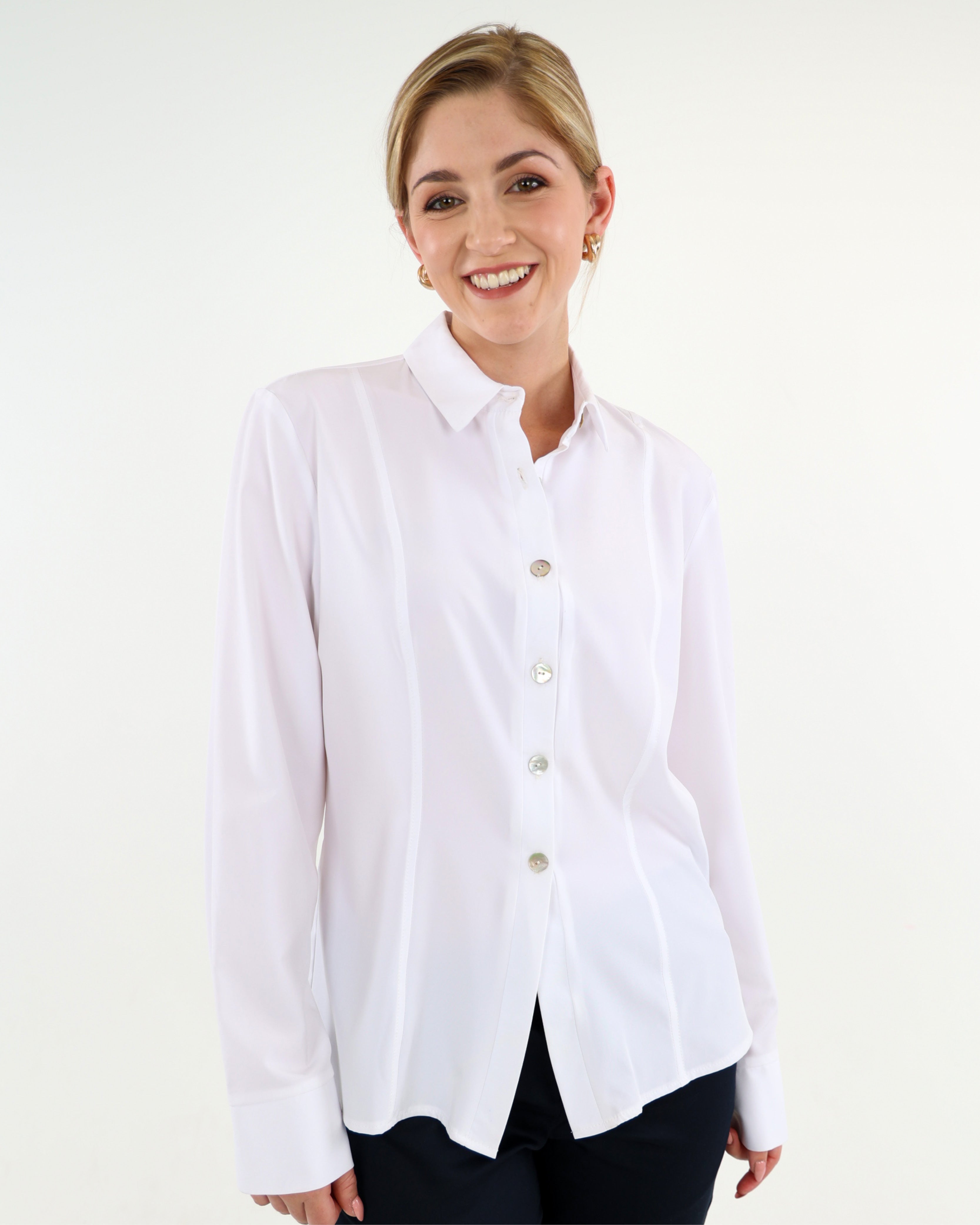 White Long Sleeve Soft-Touch Blouse