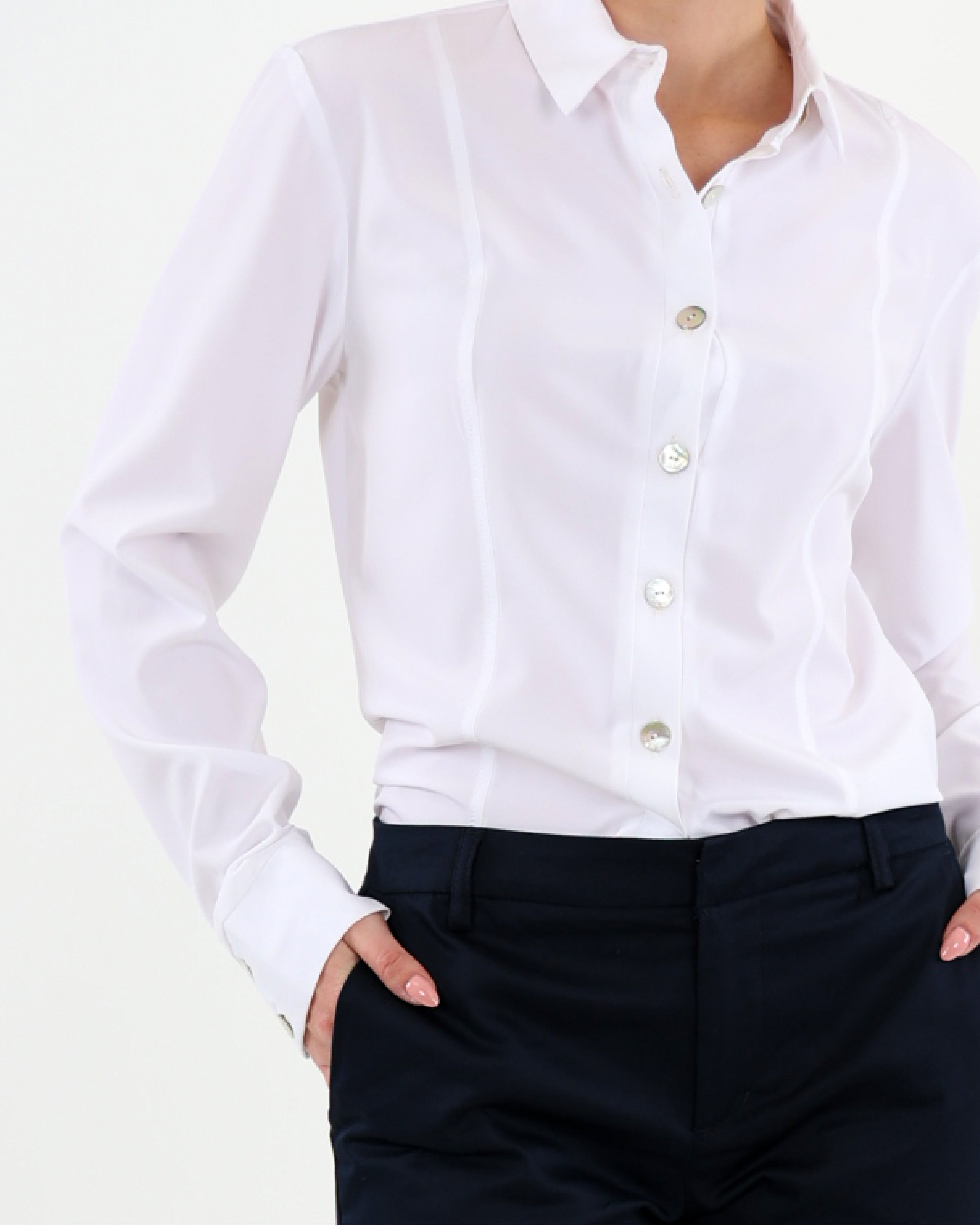 White Long Sleeve Soft-Touch Blouse
