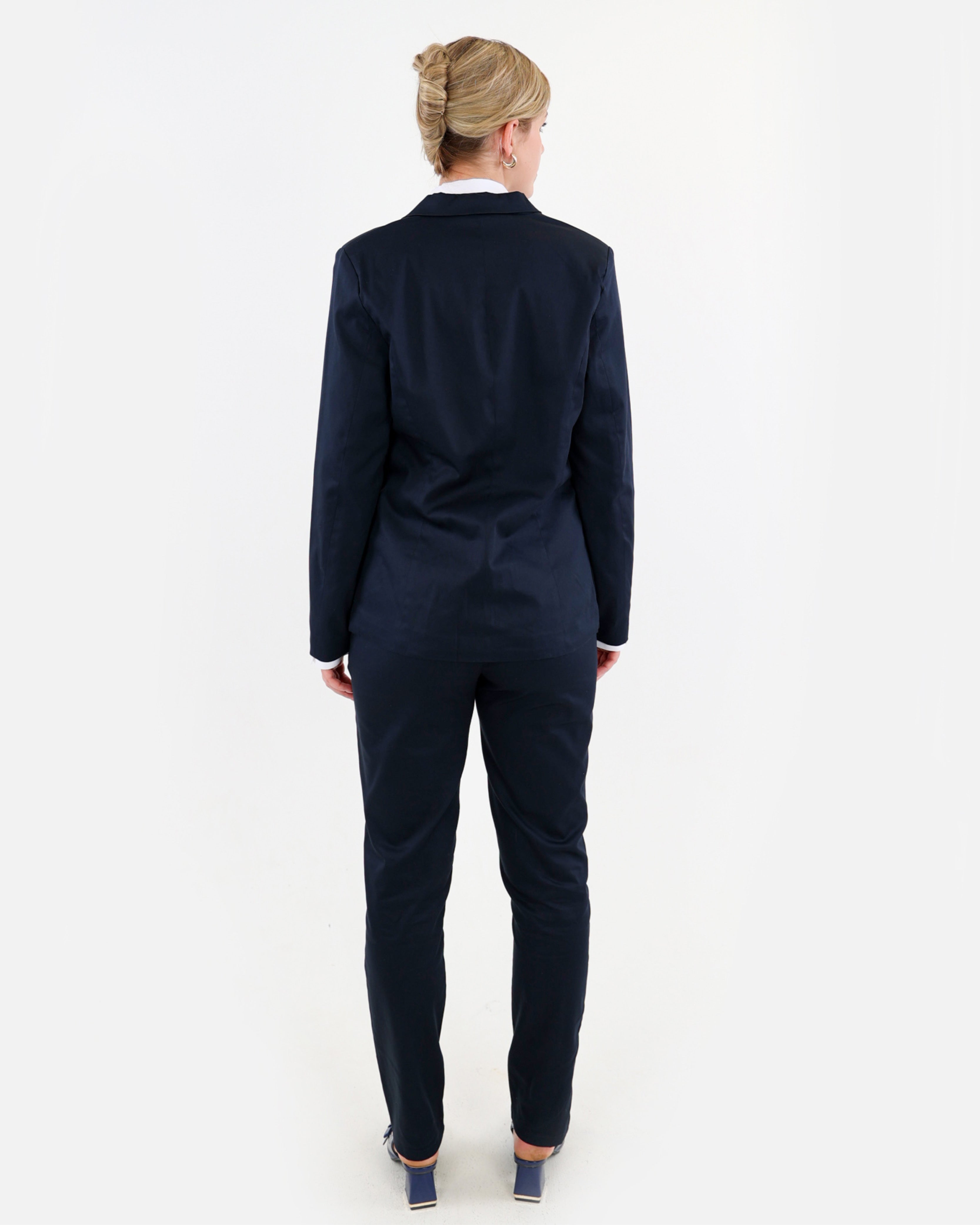 Navy Sateen Slim Leg Pants