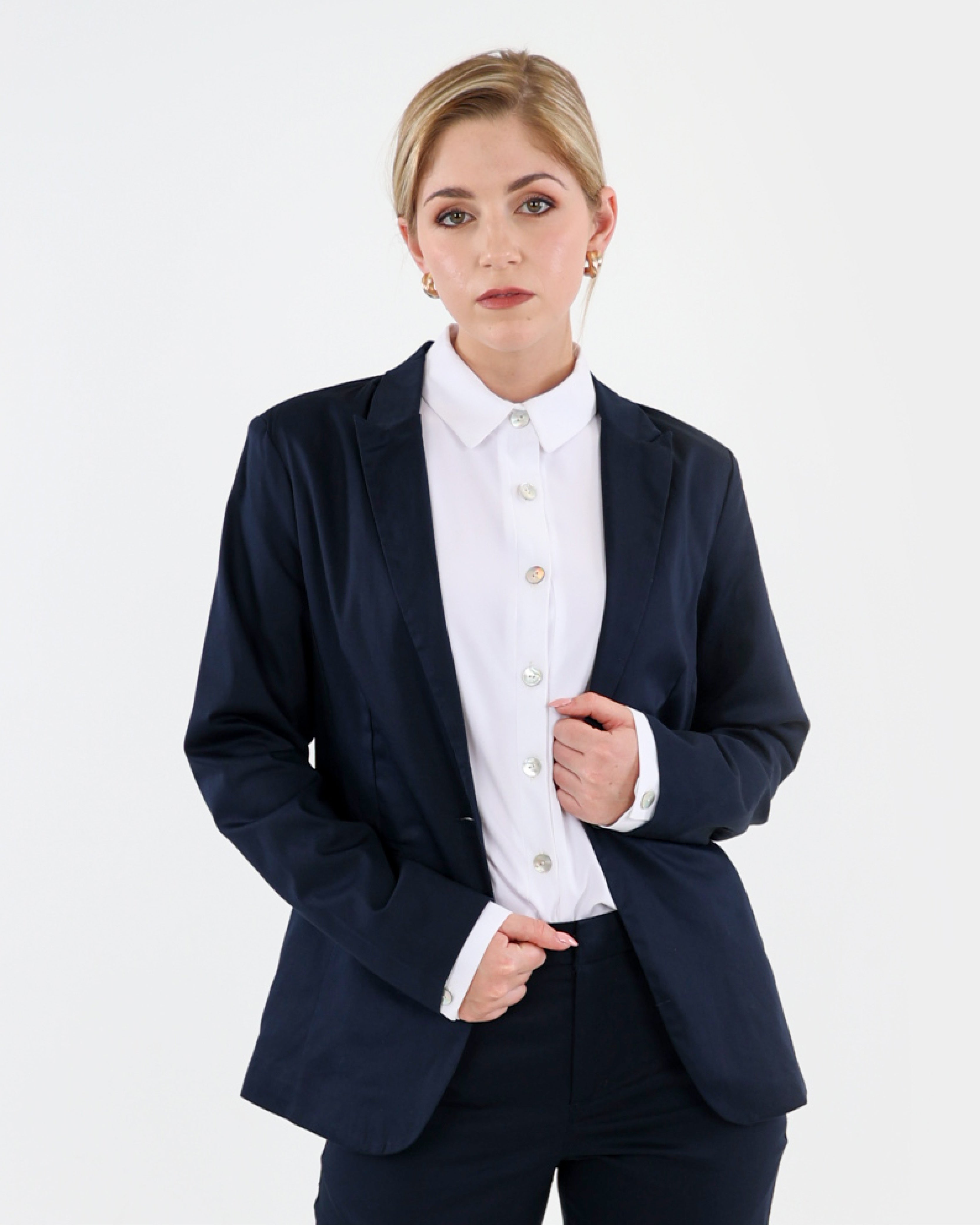 Navy Sateen Blazer