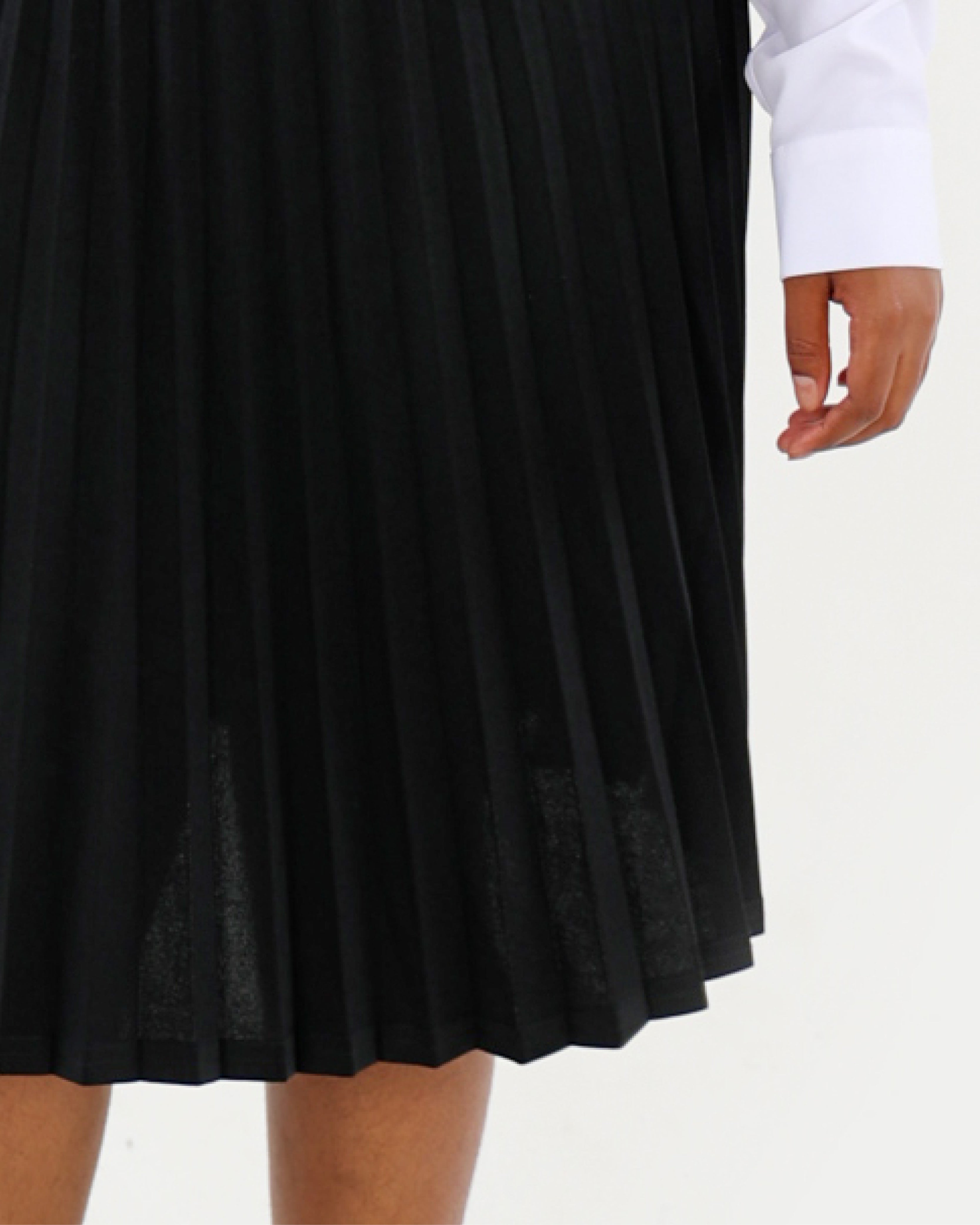 Black Stretch Pleated Skirt