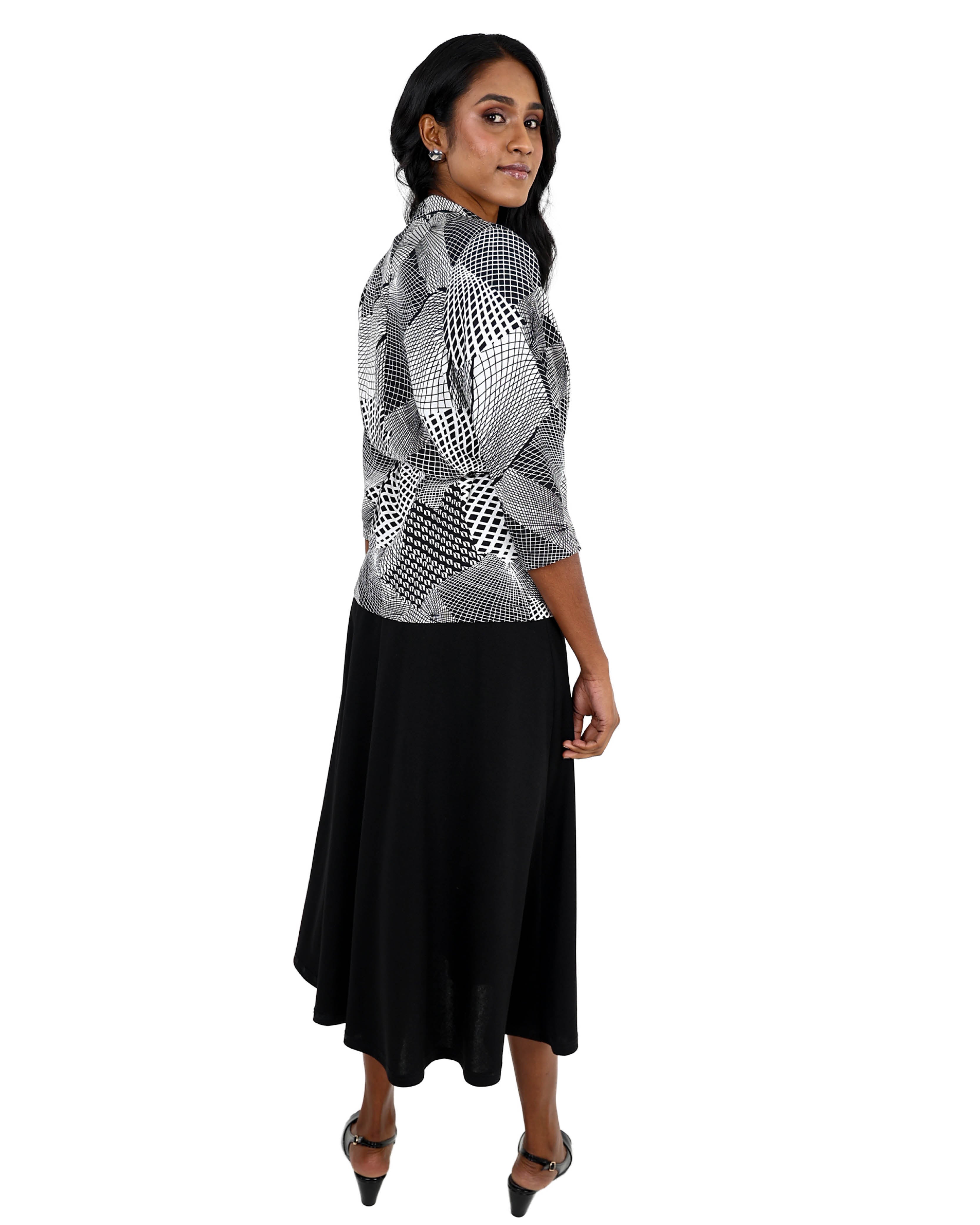 Monochrome Print Blazer Dress Combo