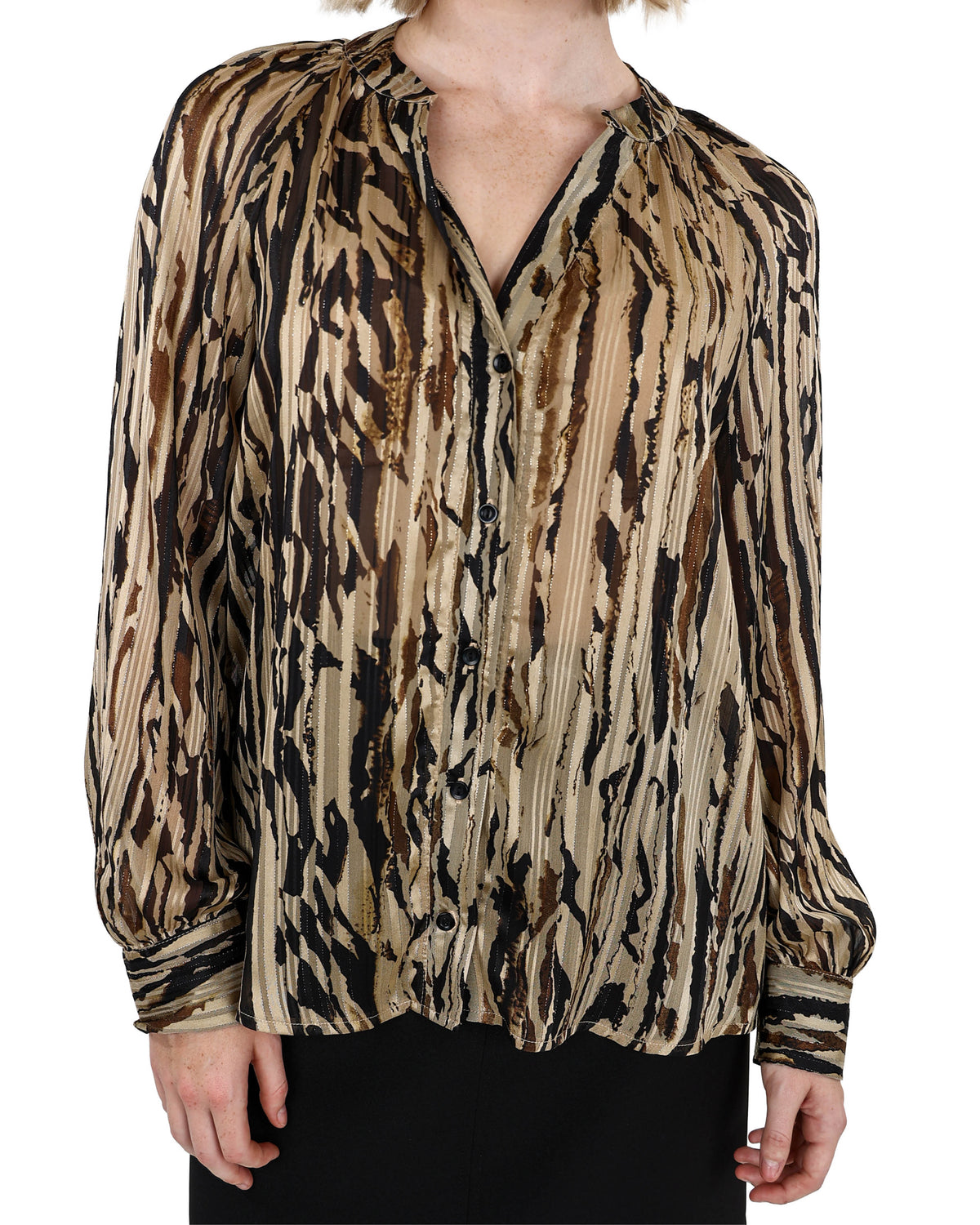 Long Sleeve Lurex Naturals Blouse