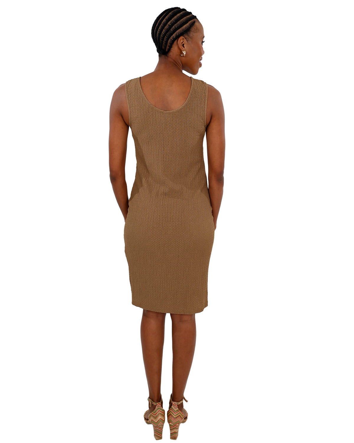 Taupe Sleeveless Textured Bodycon