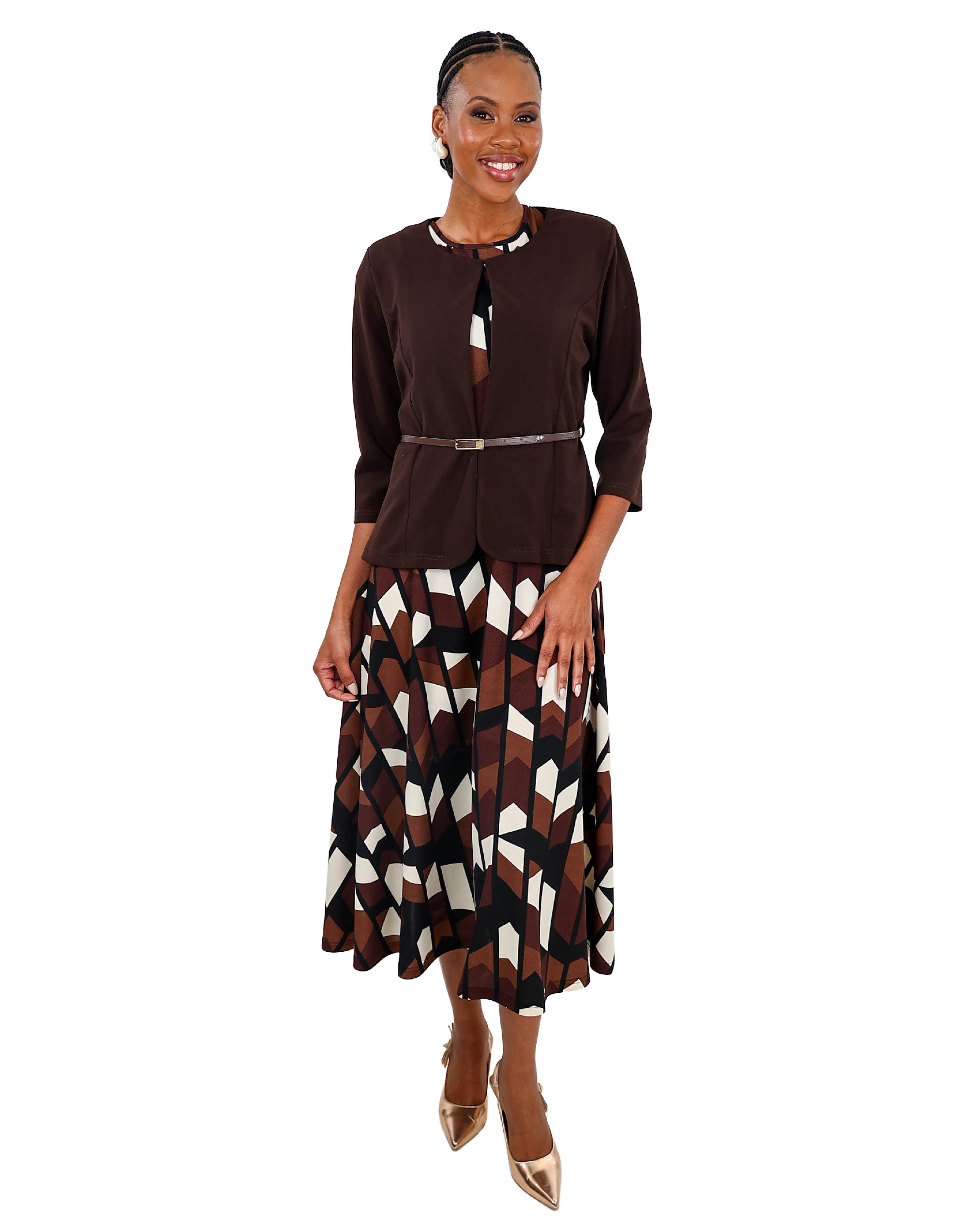 Blazer Combo Printed Midi Dress