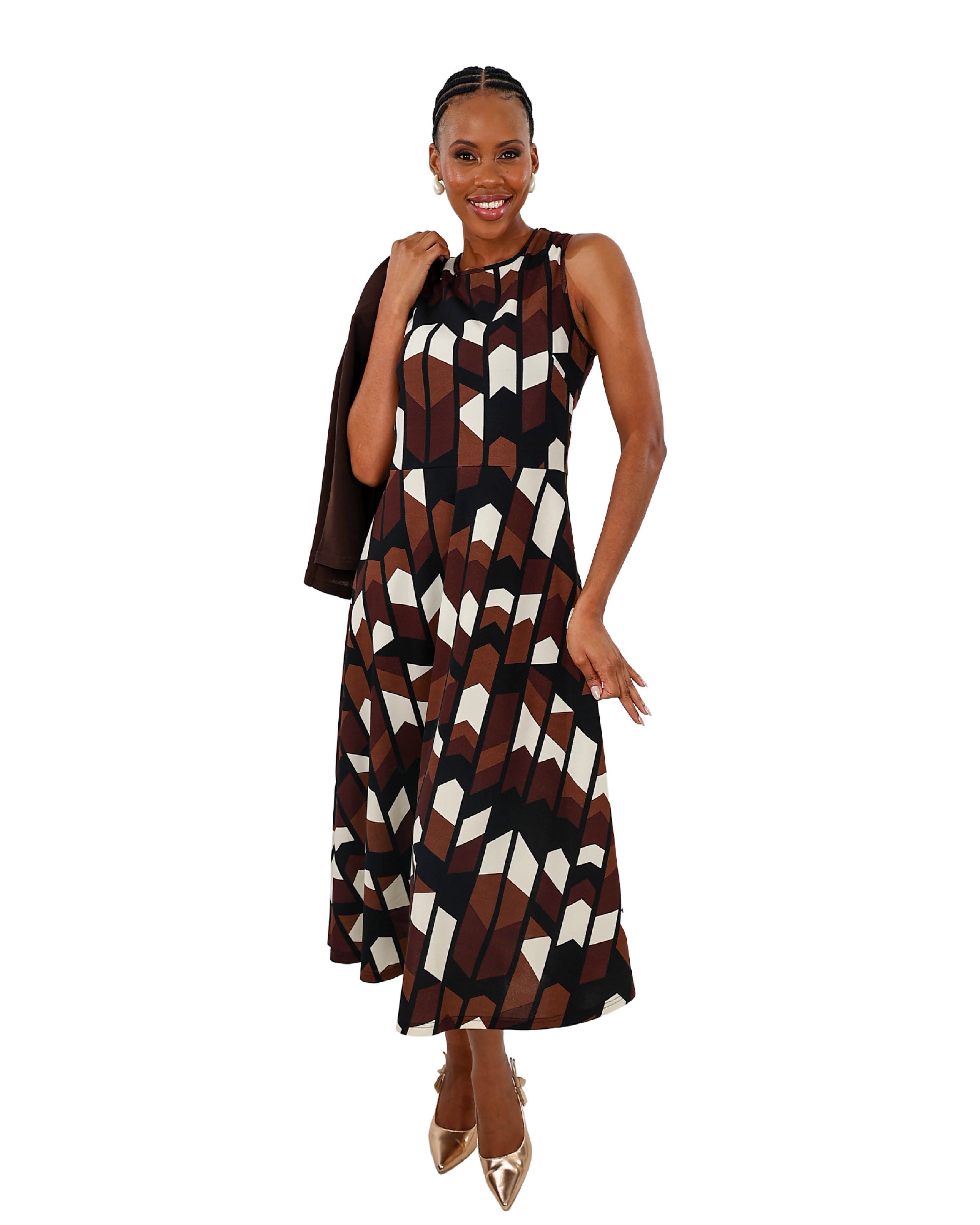Blazer Combo Printed Midi Dress