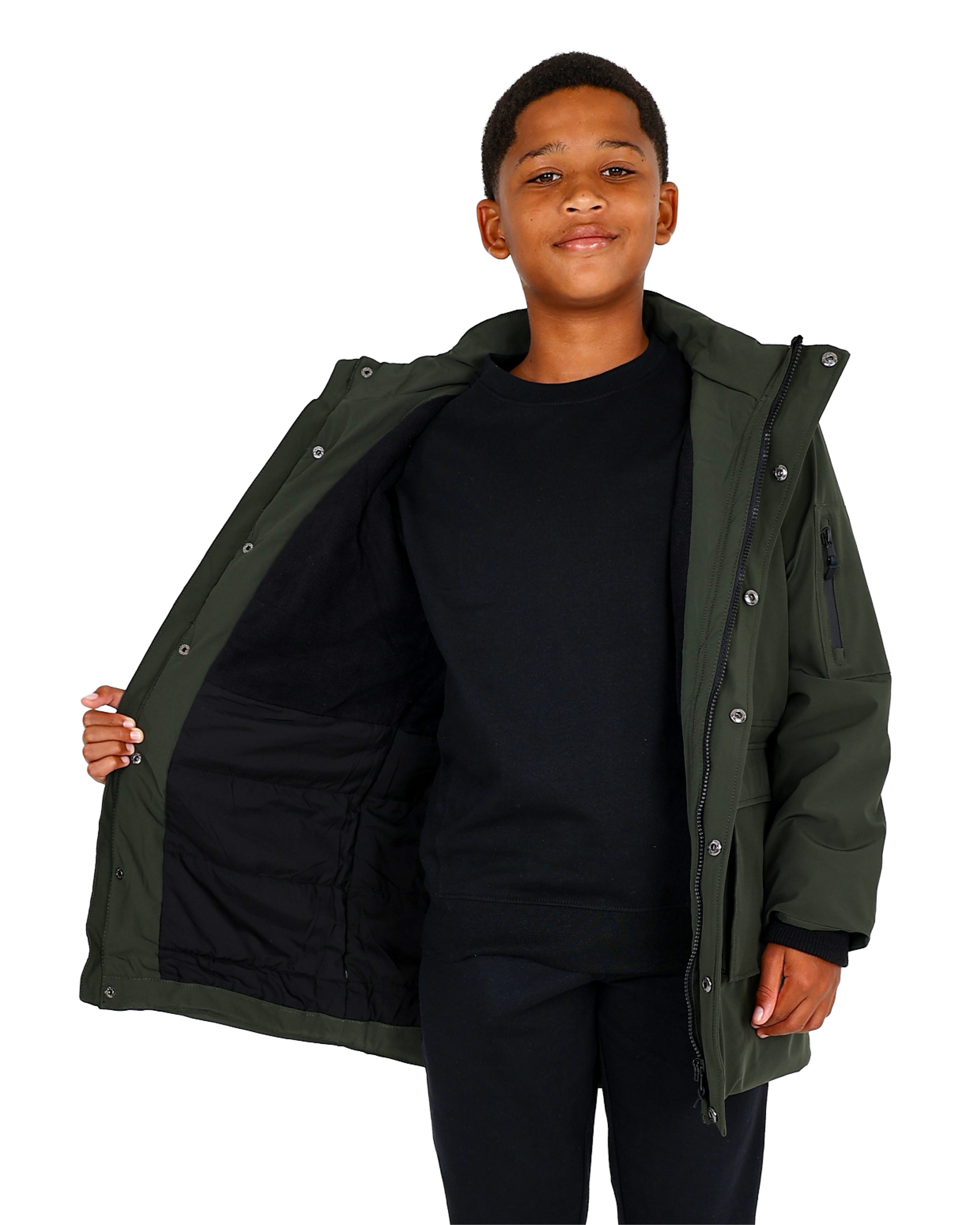 Olive High Low Hooded Zip Up Parka Jacket