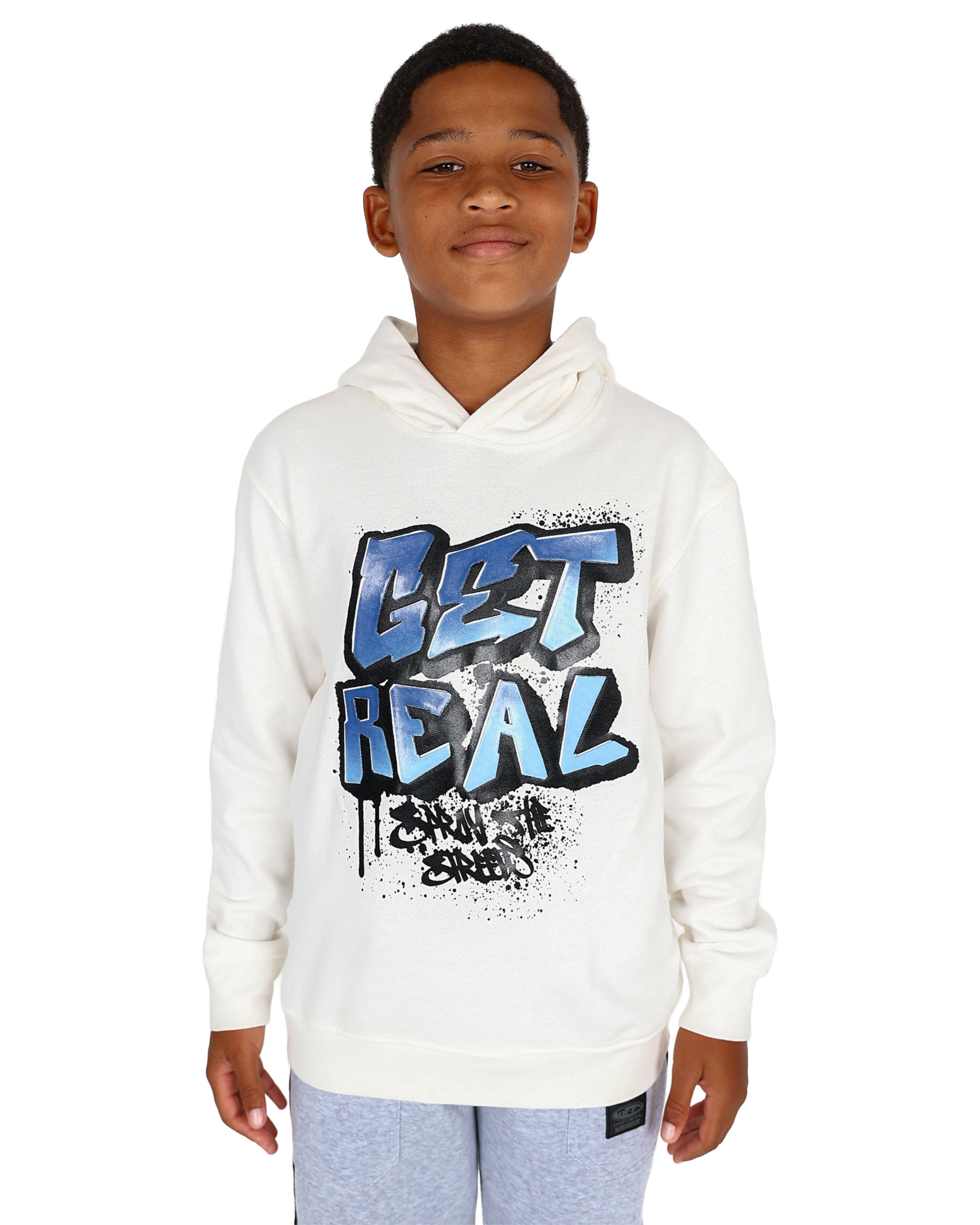 "Get Real" Graphic Print Cotton Hoodie