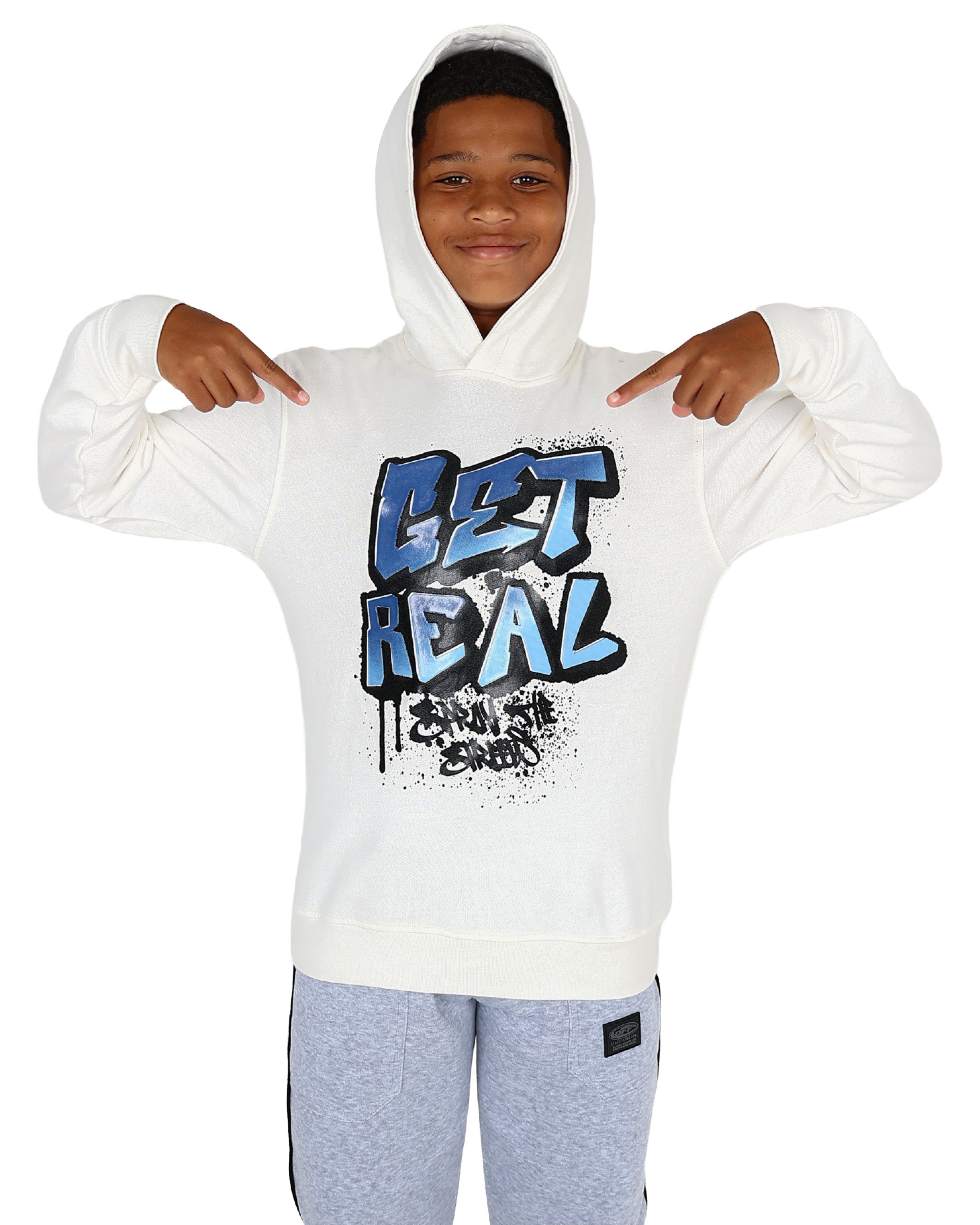 "Get Real" Graphic Print Cotton Hoodie