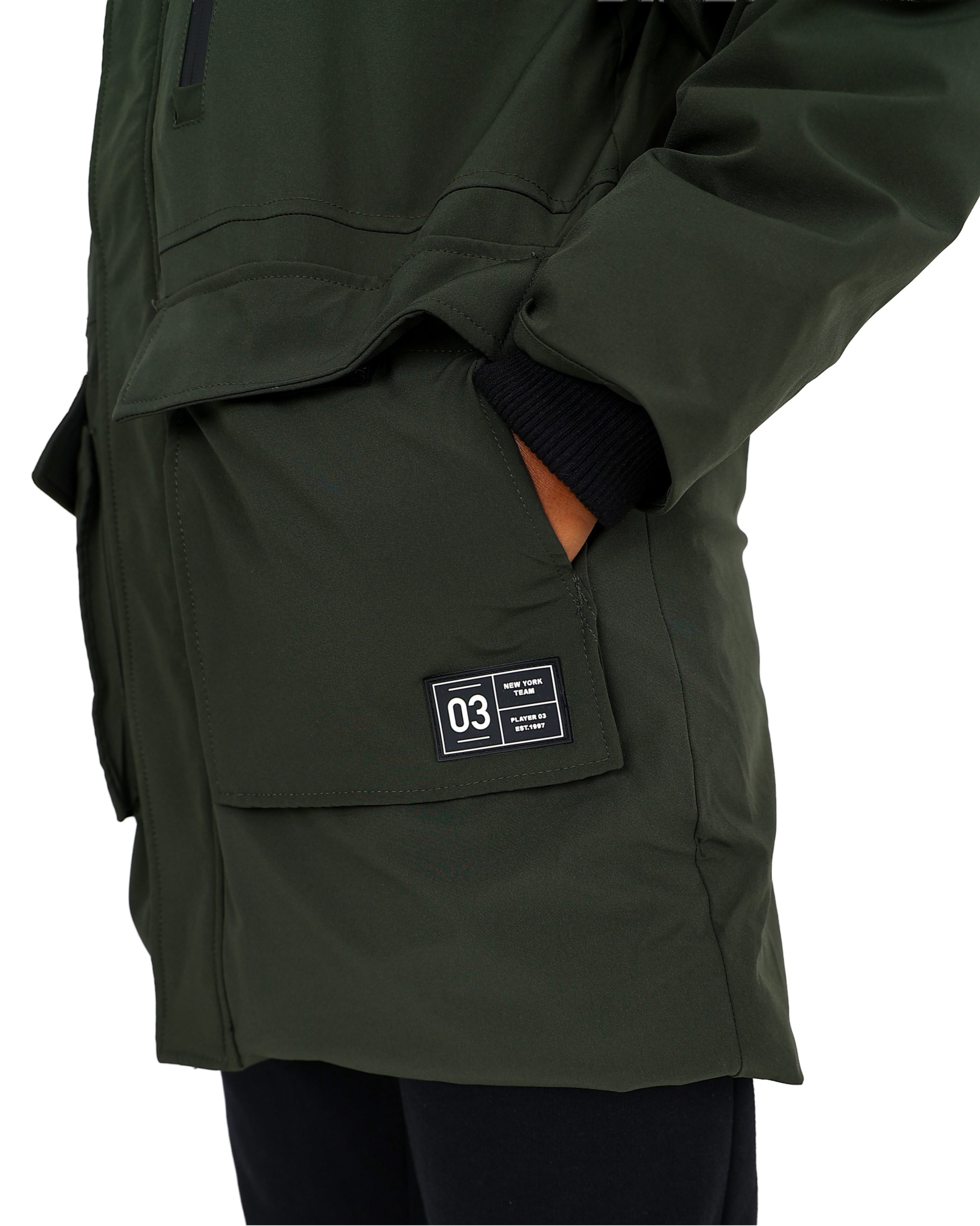 Olive High Low Hooded Zip Up Parka Jacket