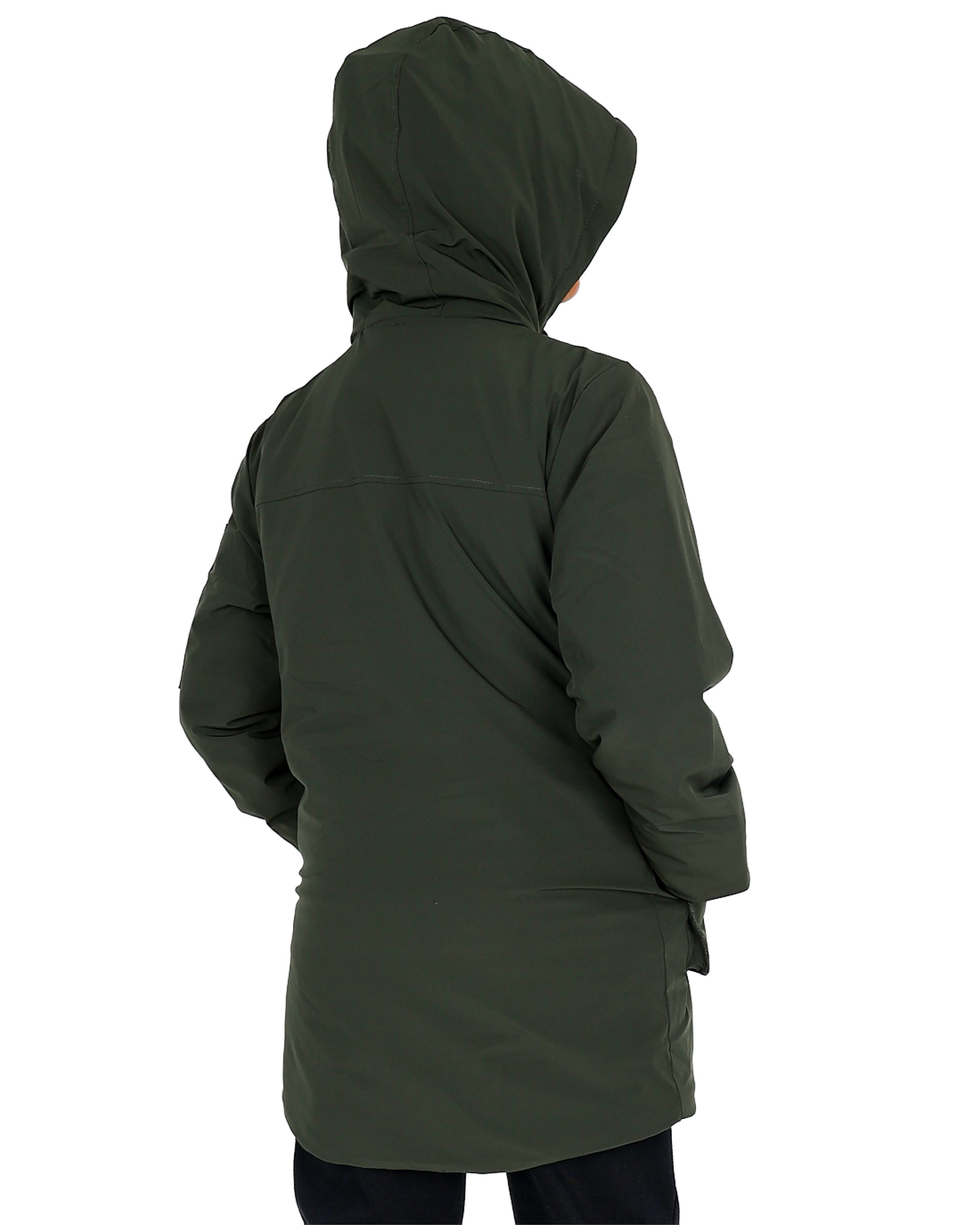 Olive High Low Hooded Zip Up Parka Jacket