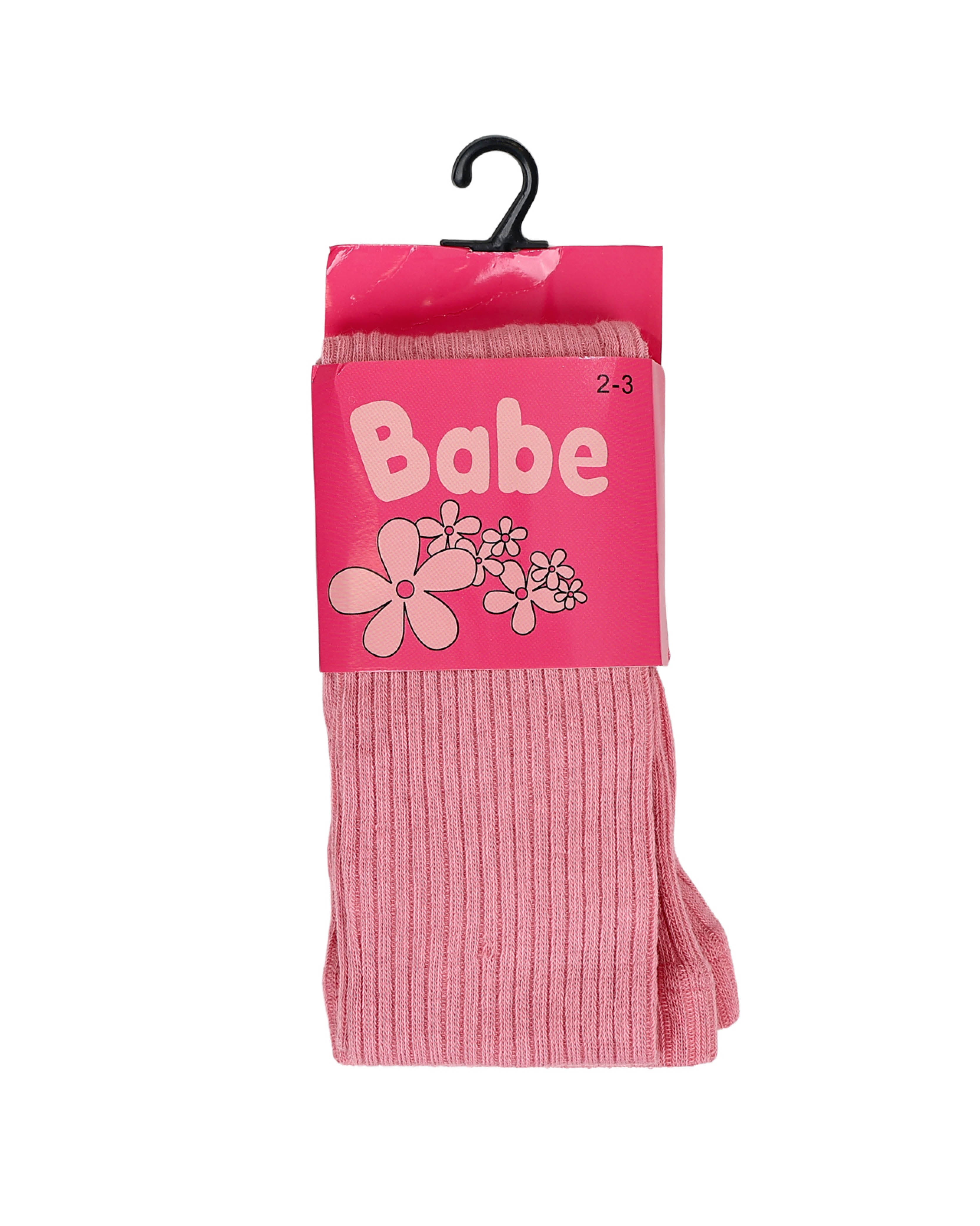 Babe Pink Ribbed Tights