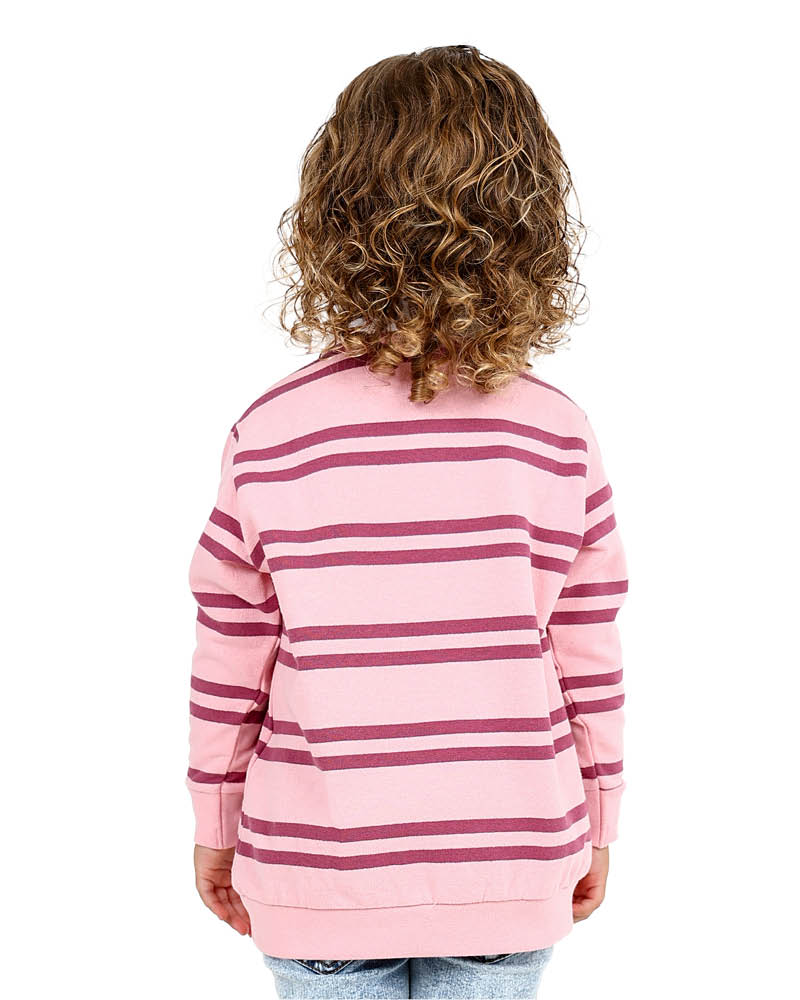 Long Sleeve Pink Stripe Rugby Collar Top