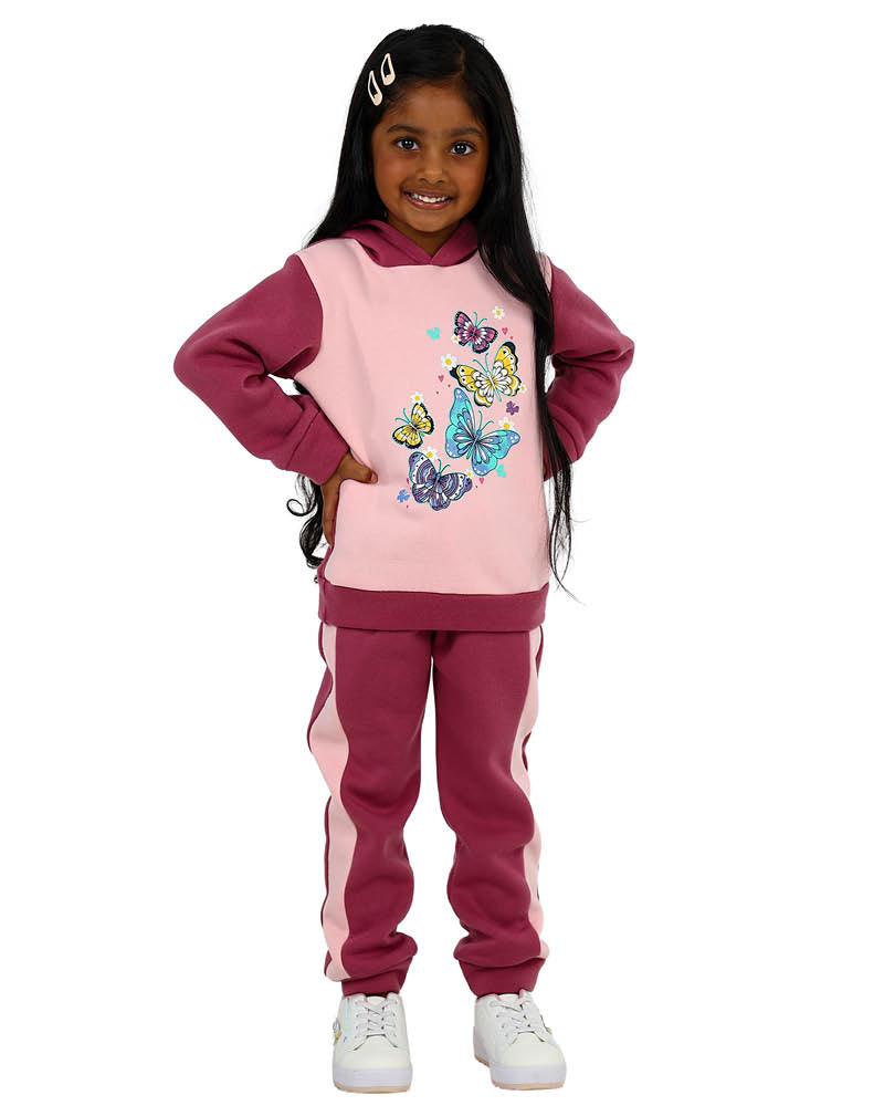 Pink Butterfly Graphic Hooded Tracksuit
