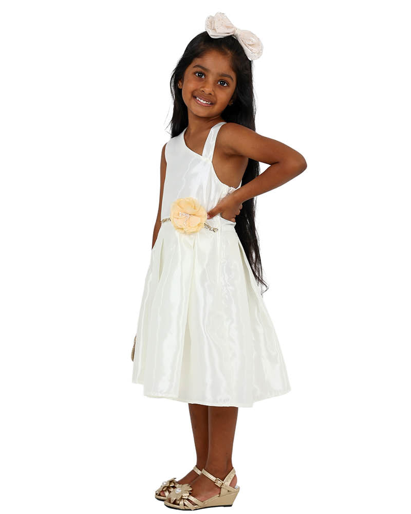 Sleeveless Cream One Strappy Shoulder Party Dress