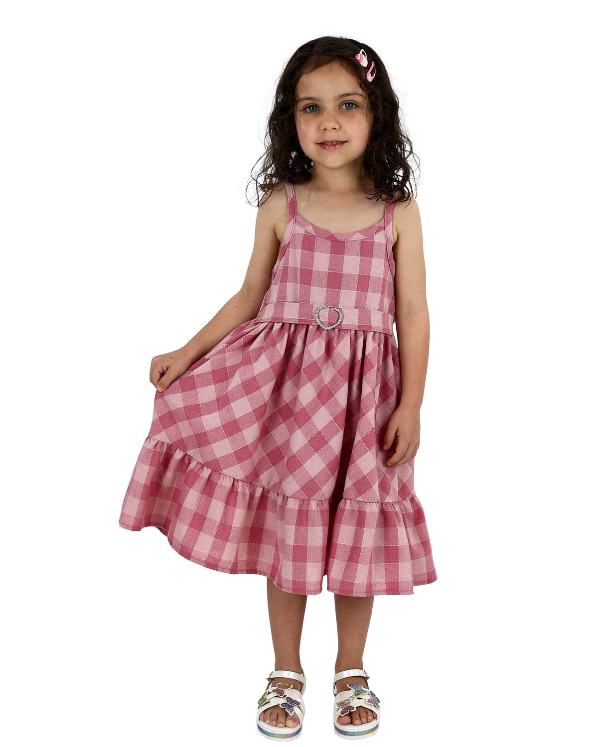 Sleeveless Tiered Check Party Dress
