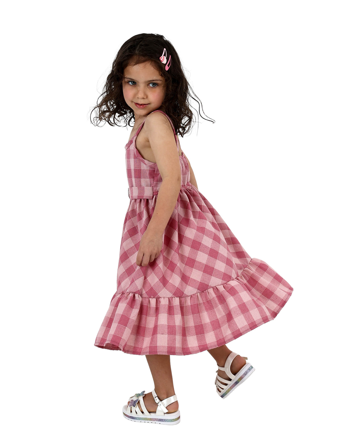Sleeveless Tiered Check Party Dress