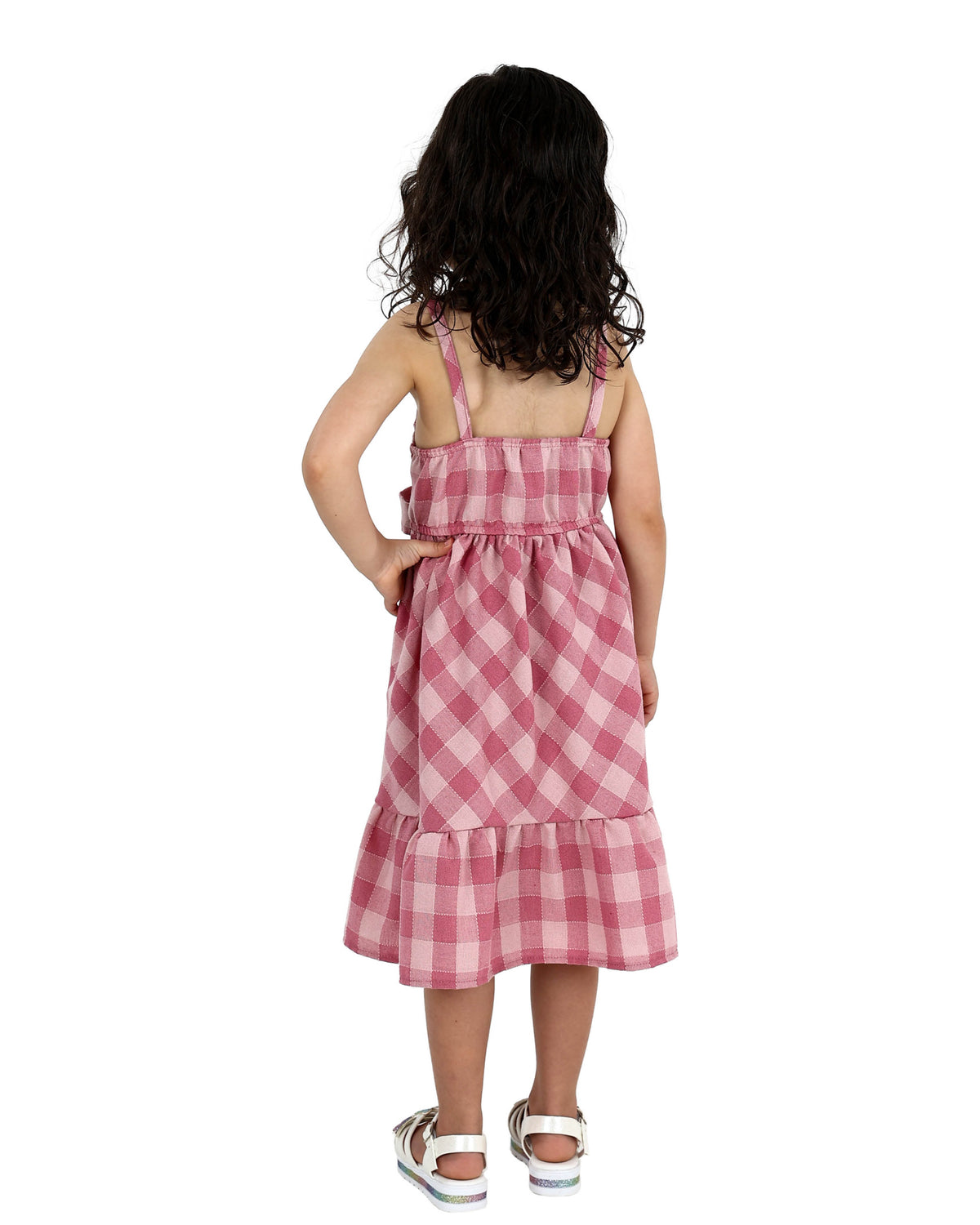 Sleeveless Tiered Check Party Dress