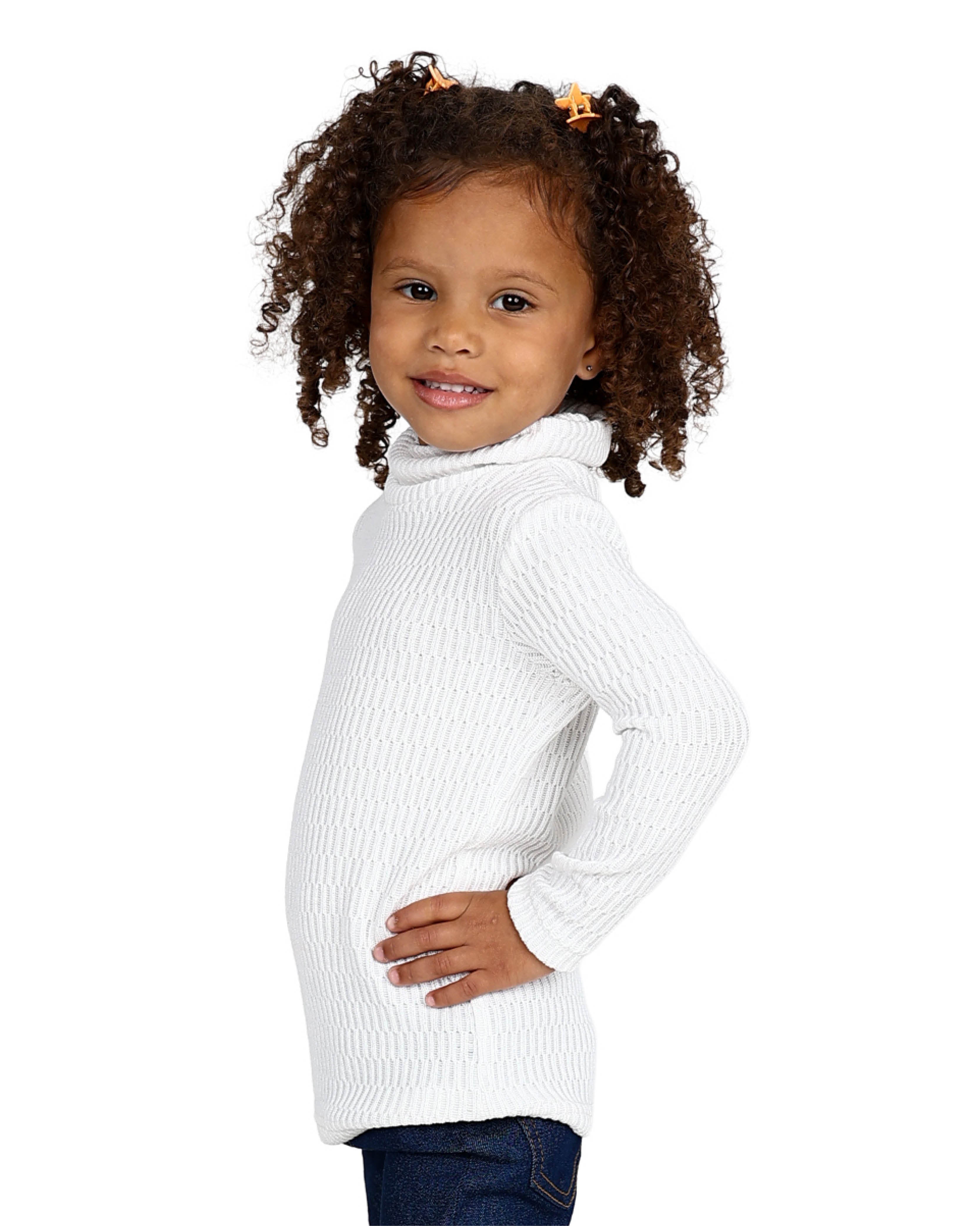 Long Sleeve Jacquard White Polo Neck Top