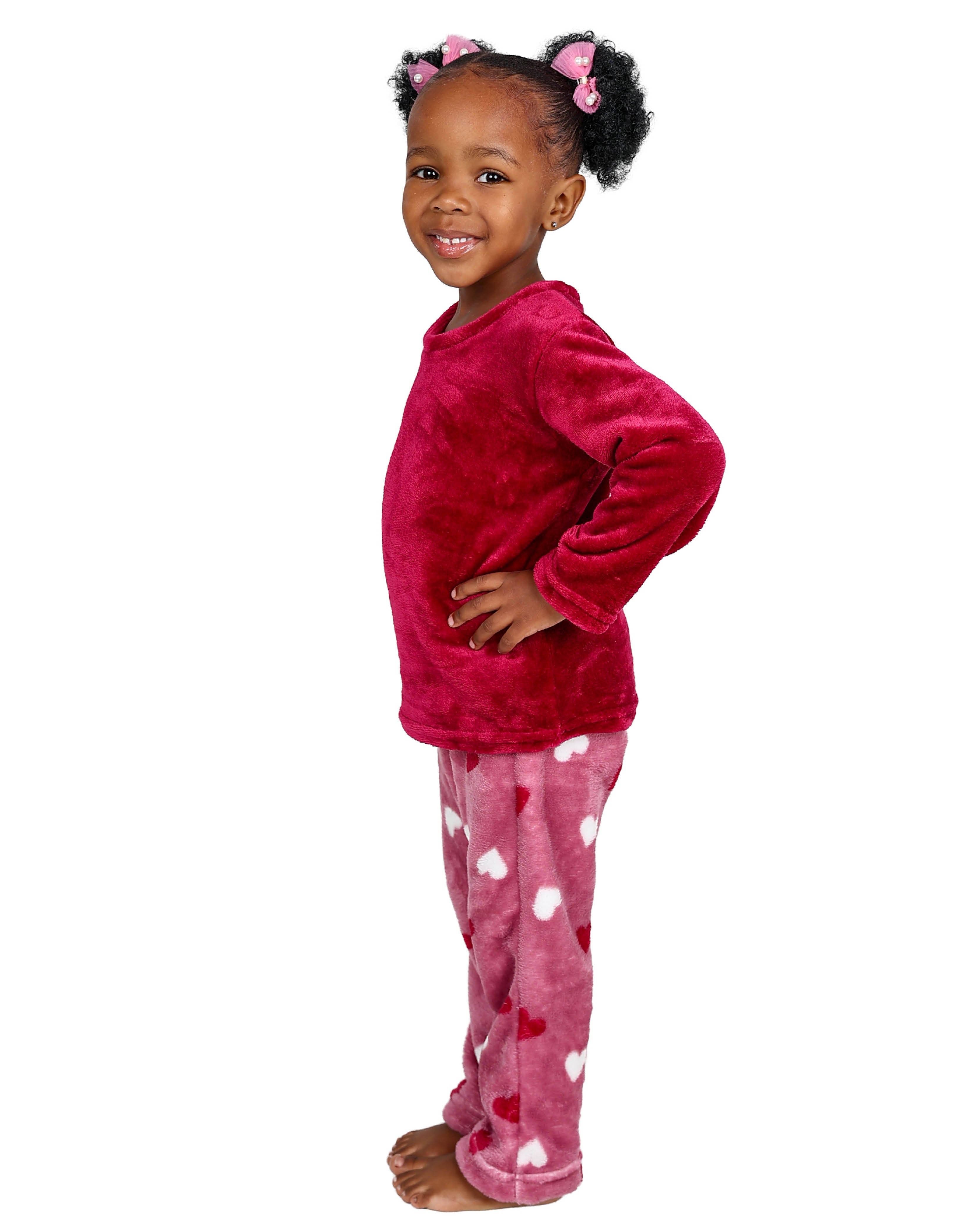 Pink Multi Heart Plush Long Sleeve Pyjama Set