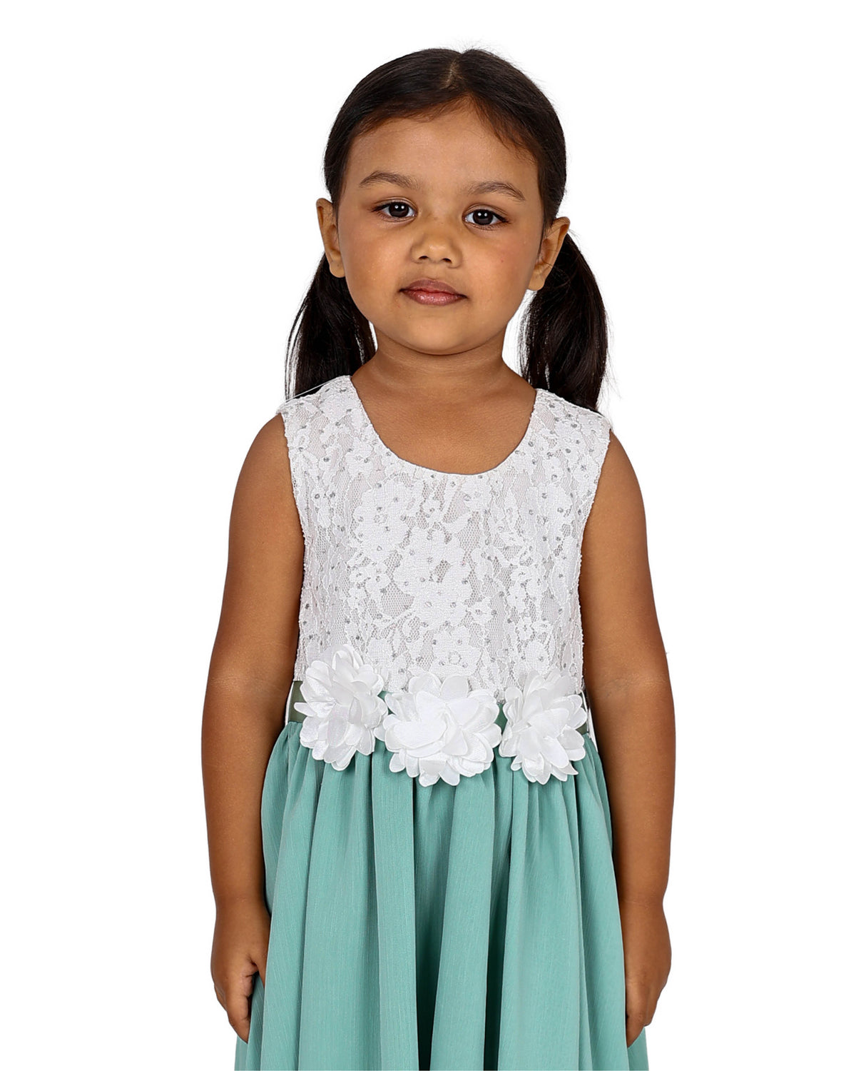 Sleeveless Rose Detail Party Dress