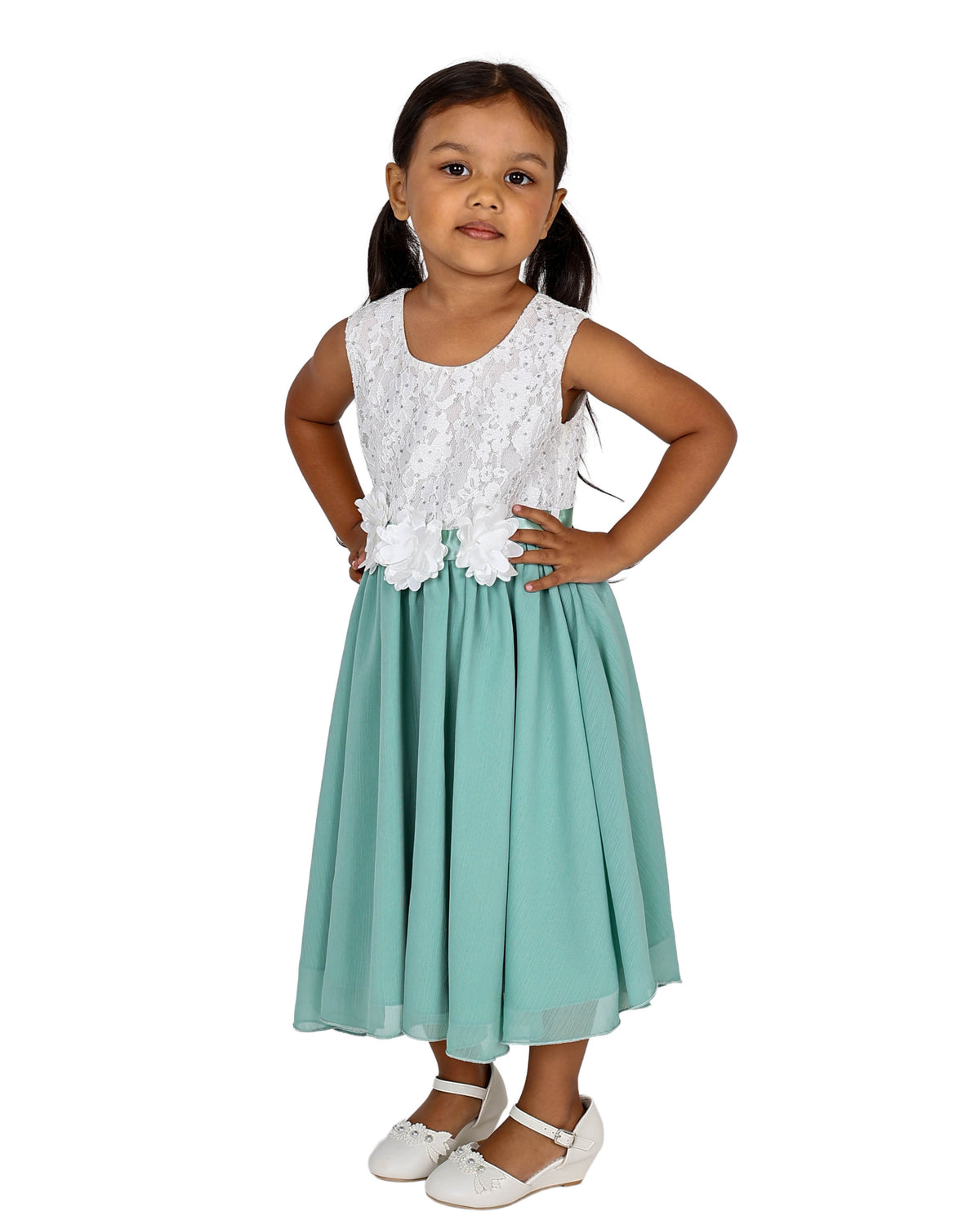 Sleeveless Rose Detail Party Dress