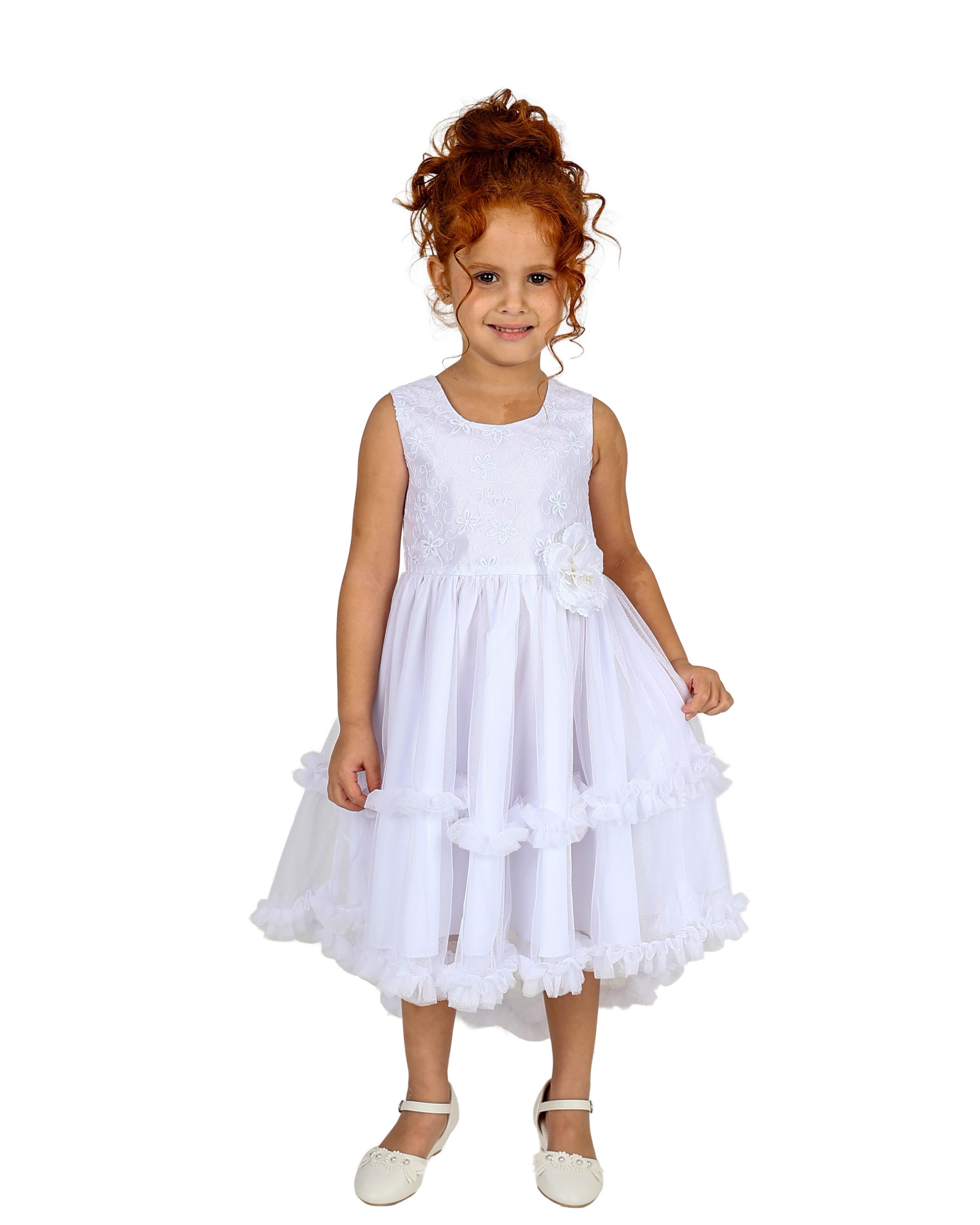 Sleeveless White High Low Party Dress