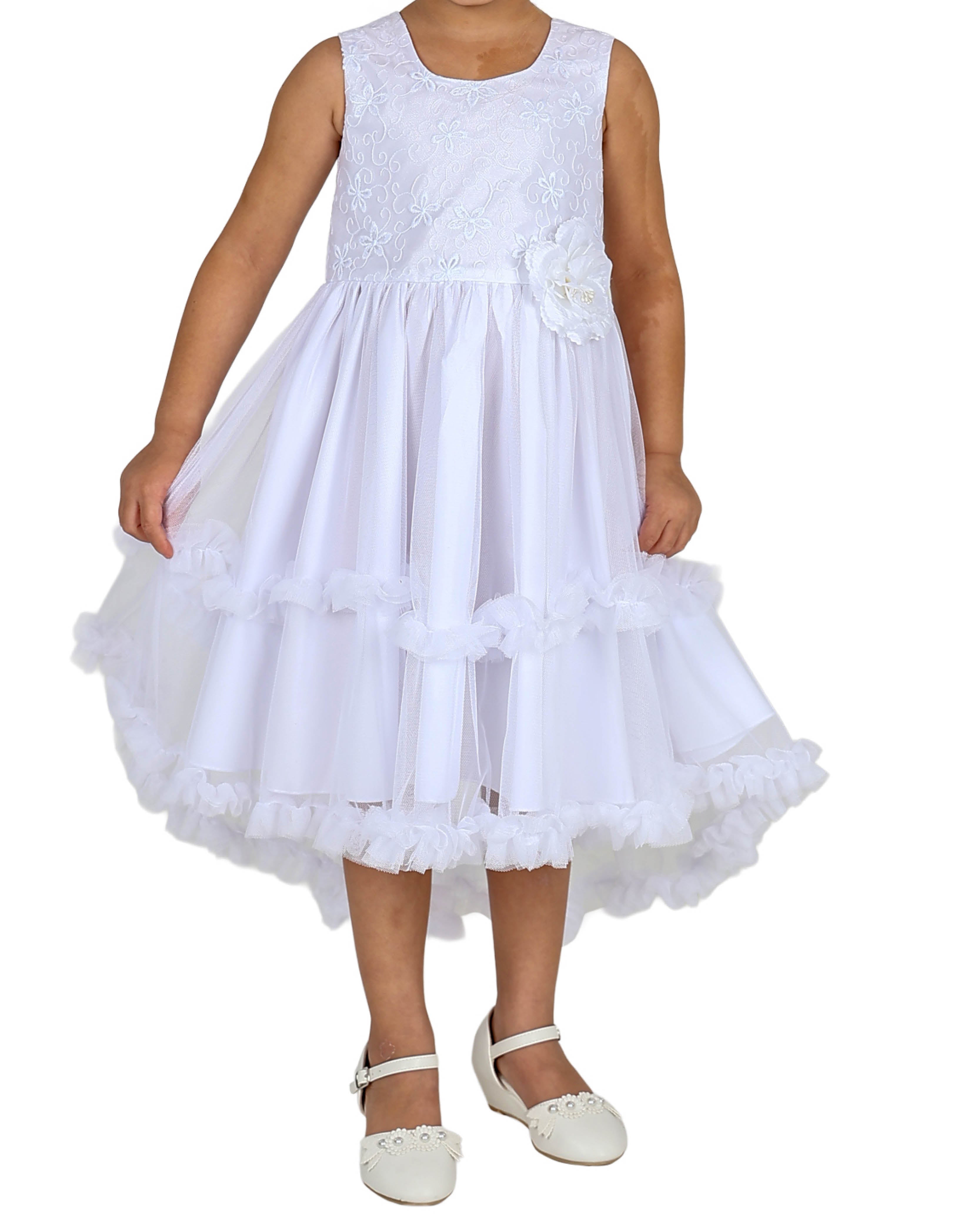 Sleeveless White High Low Party Dress