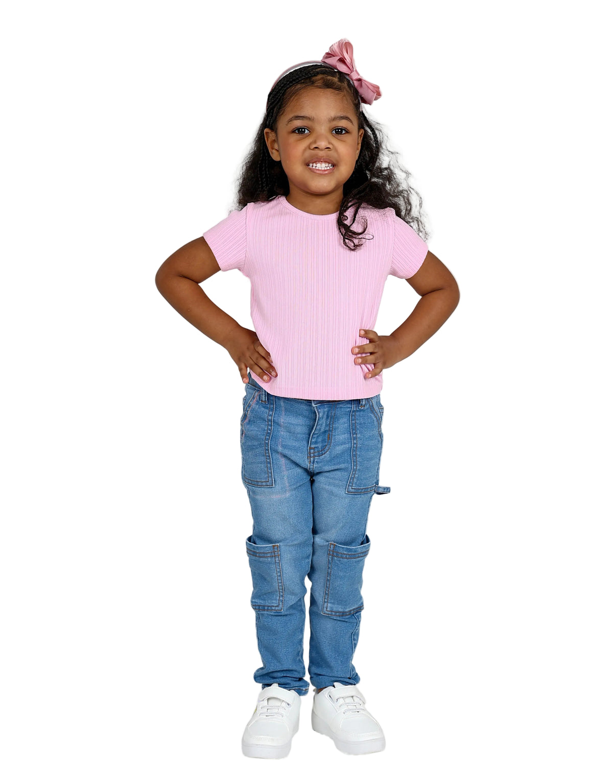 Short Sleeve Pink Ribbed T-Shirt