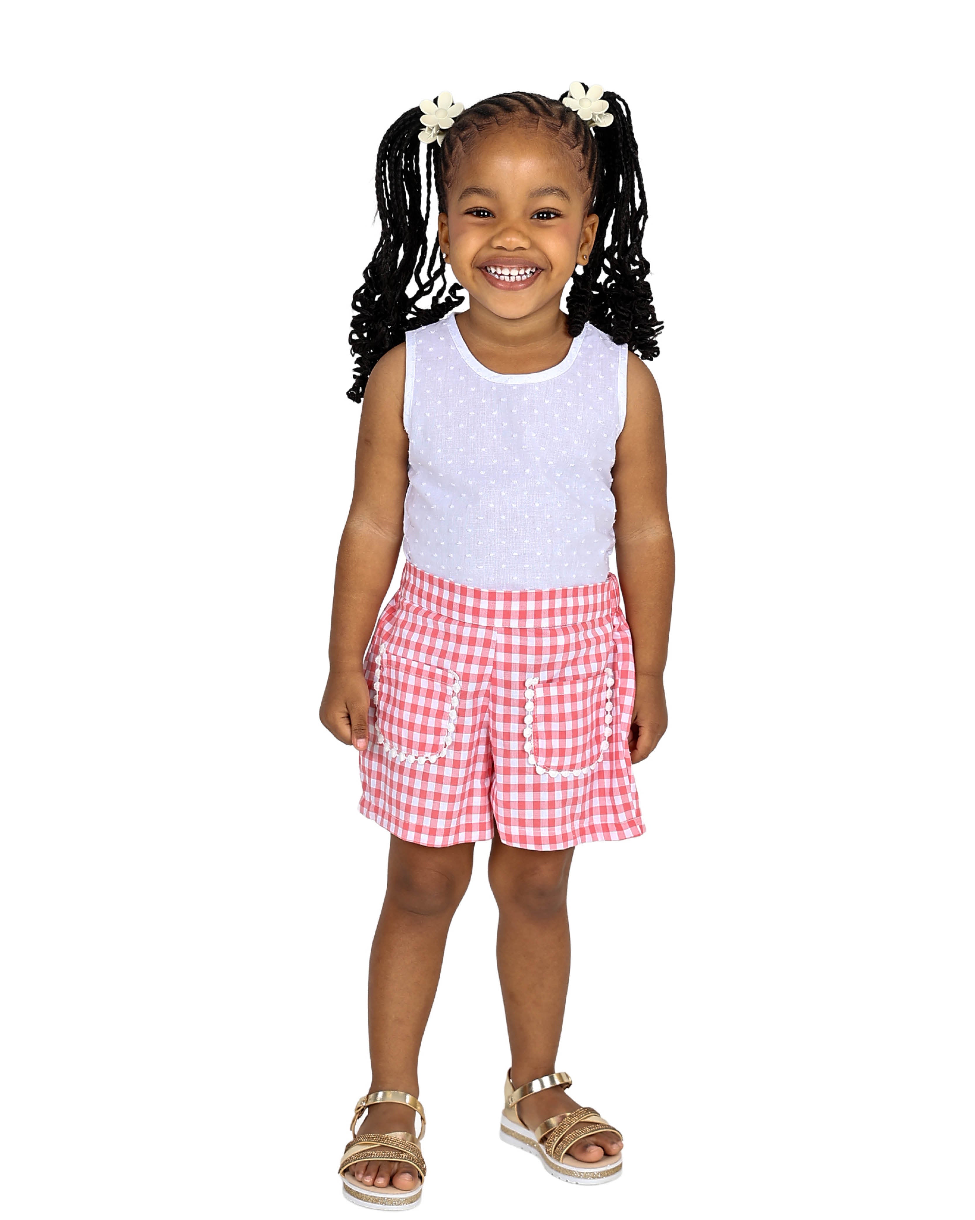 Sleeveless Top & Check Shorts Set