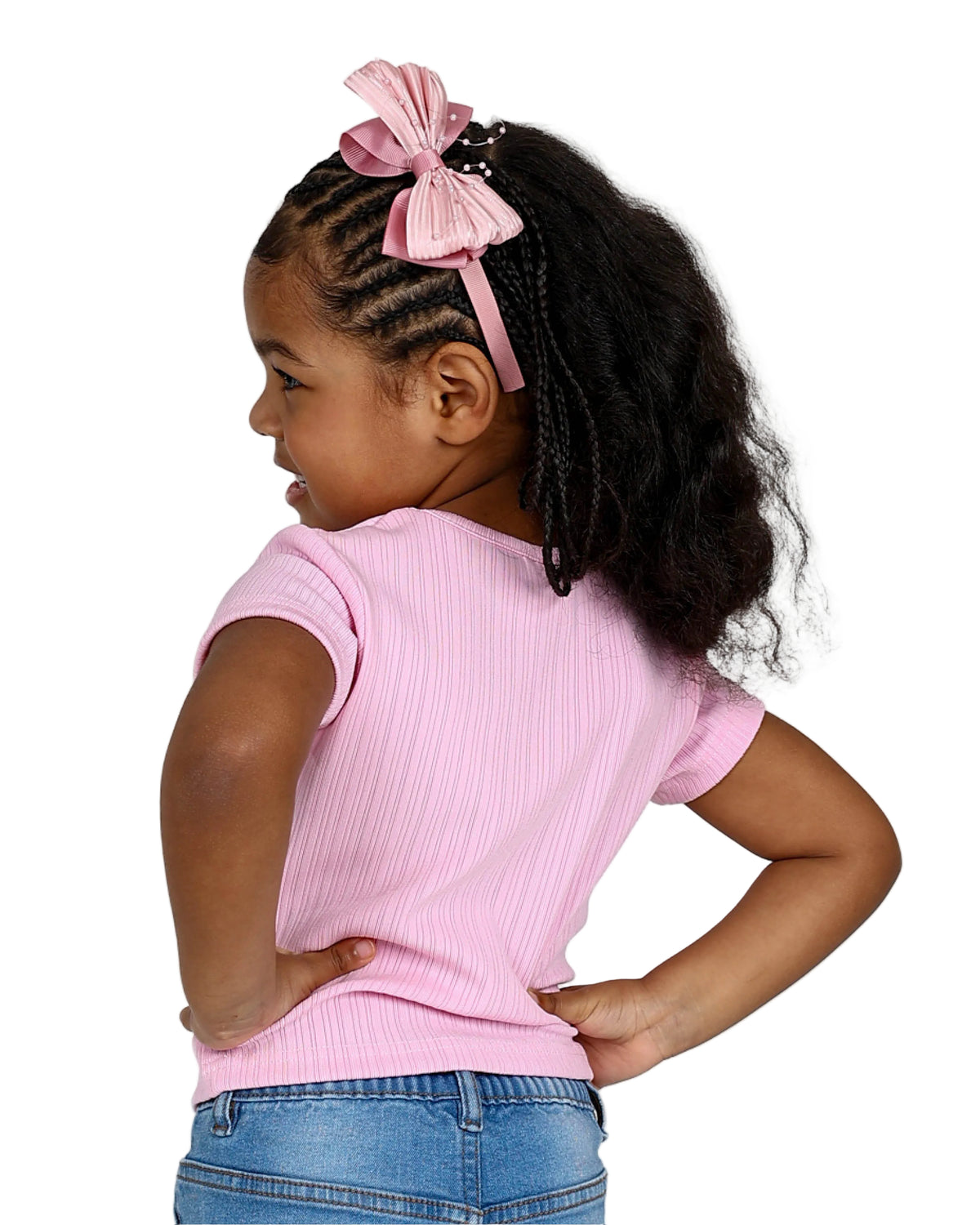 Short Sleeve Pink Ribbed T-Shirt