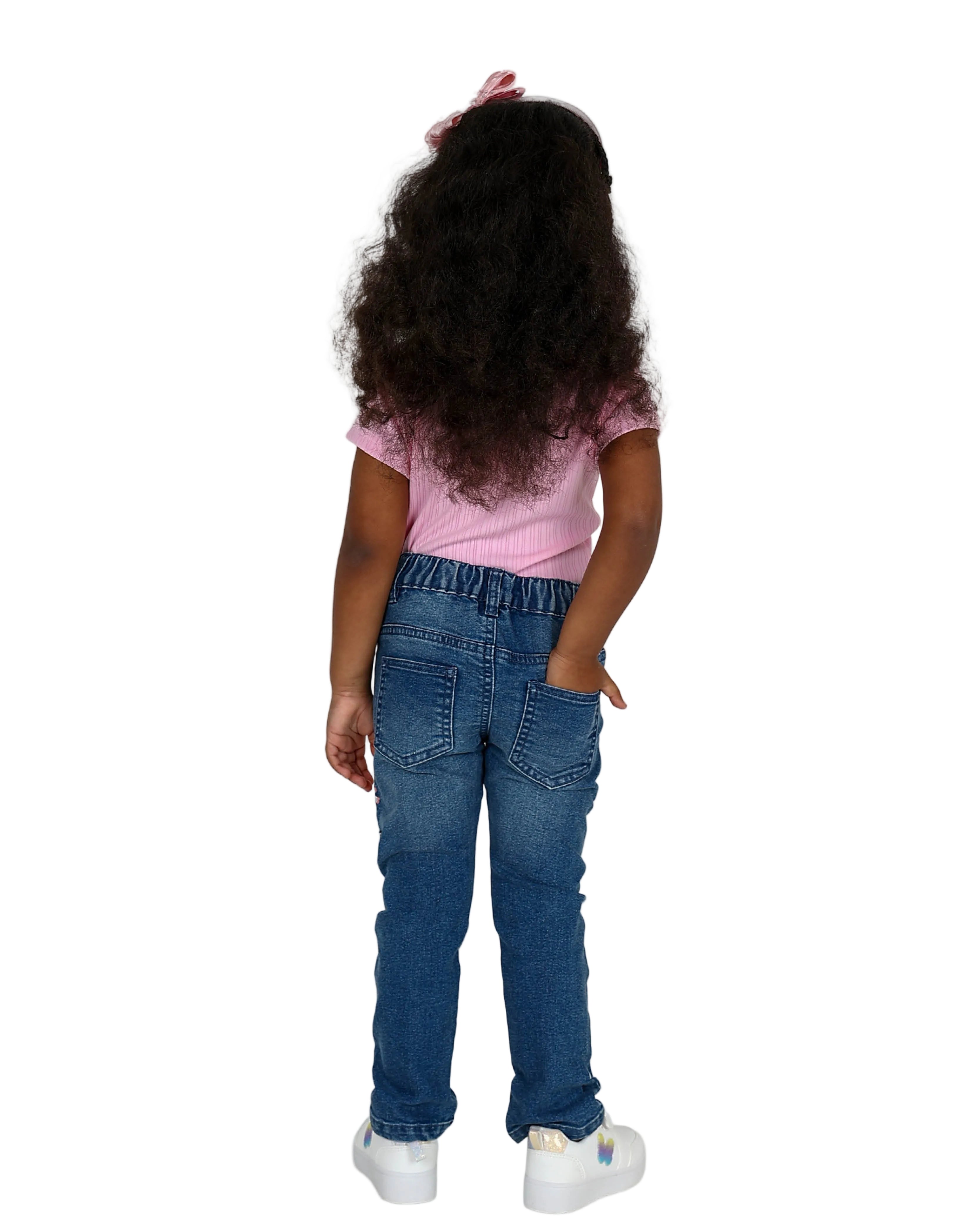 Floral Embroidered Medium Indigo Jeans