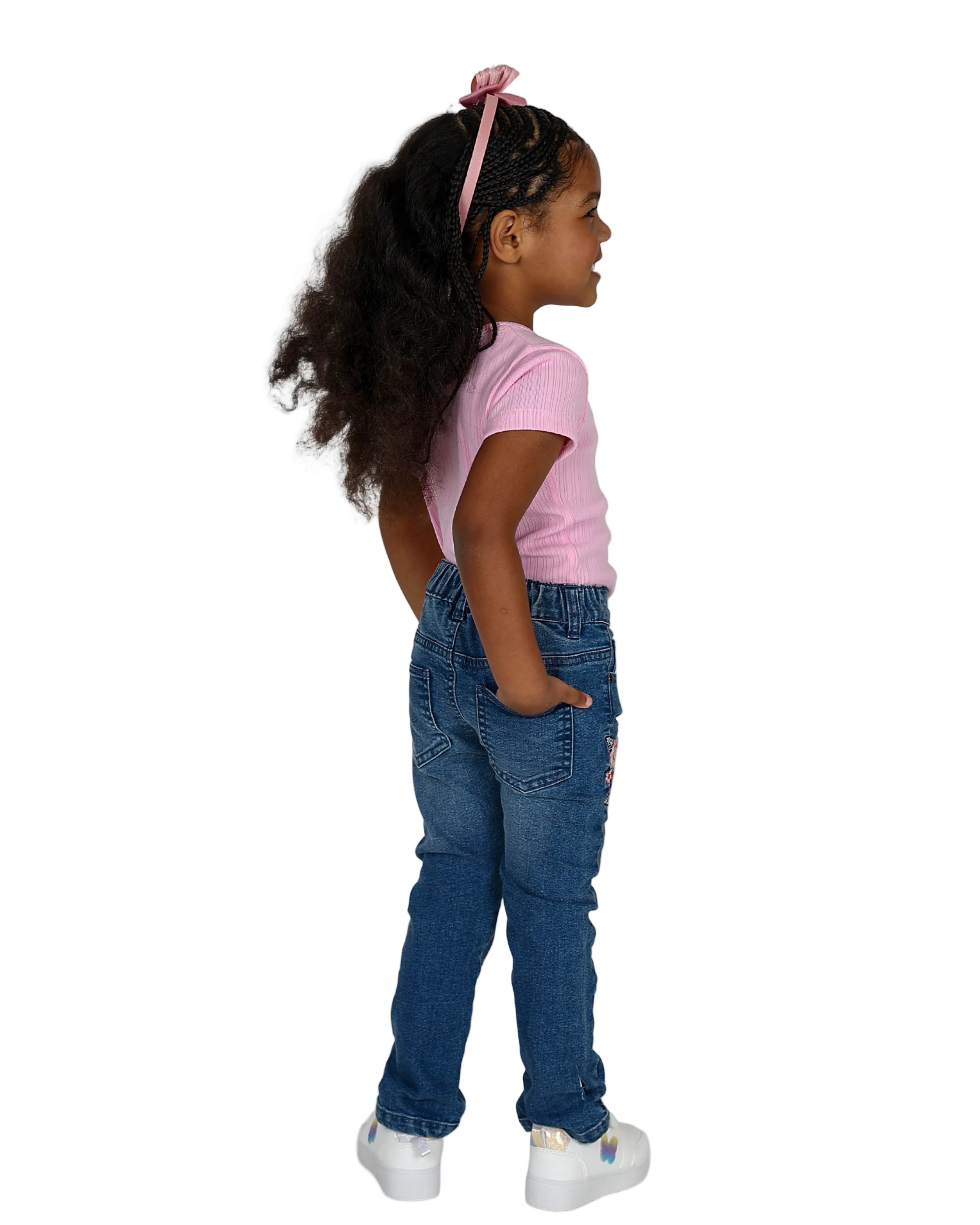 Floral Embroidered Medium Indigo Jeans
