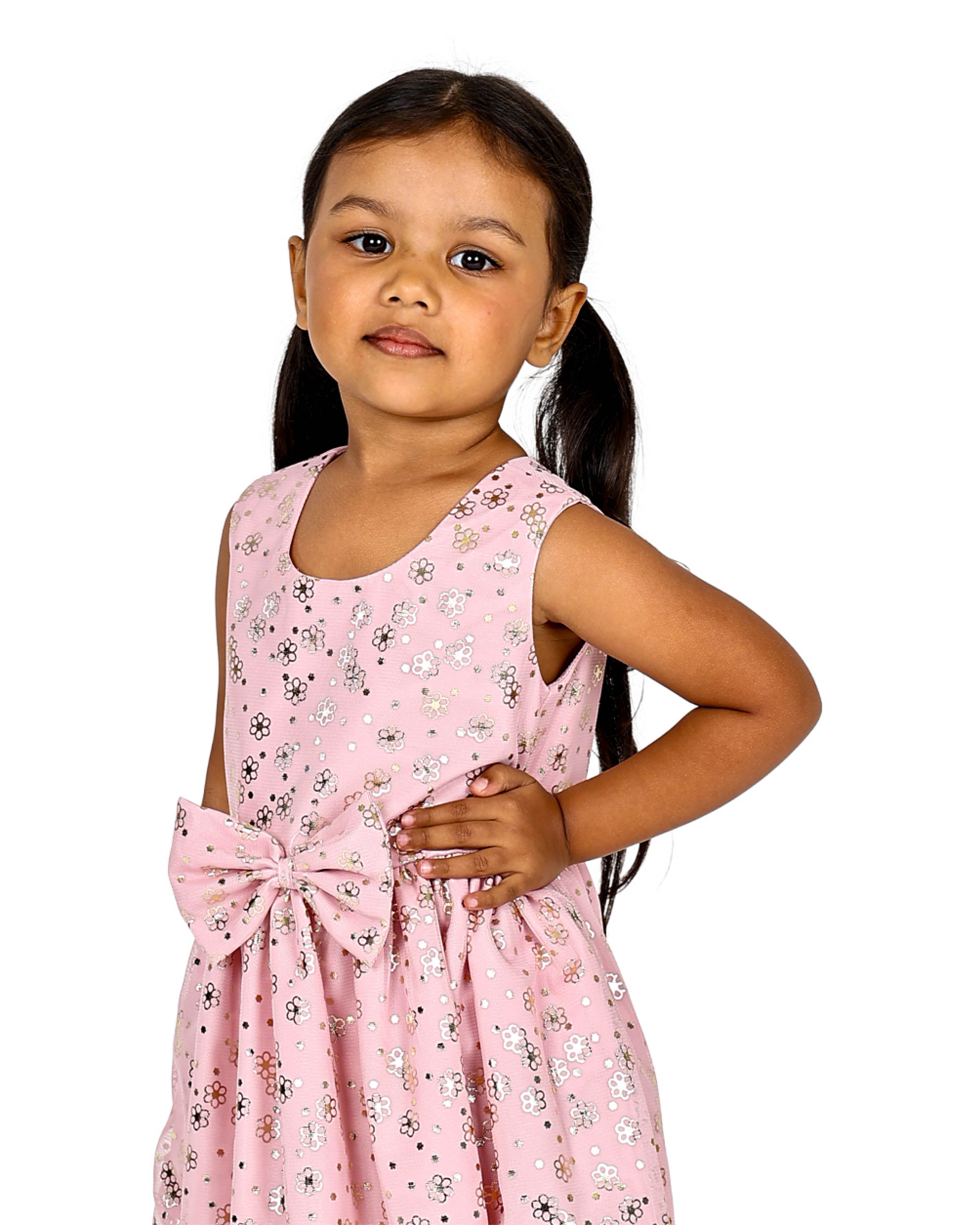 Sleeveless Daisy Foil Print Party Dress