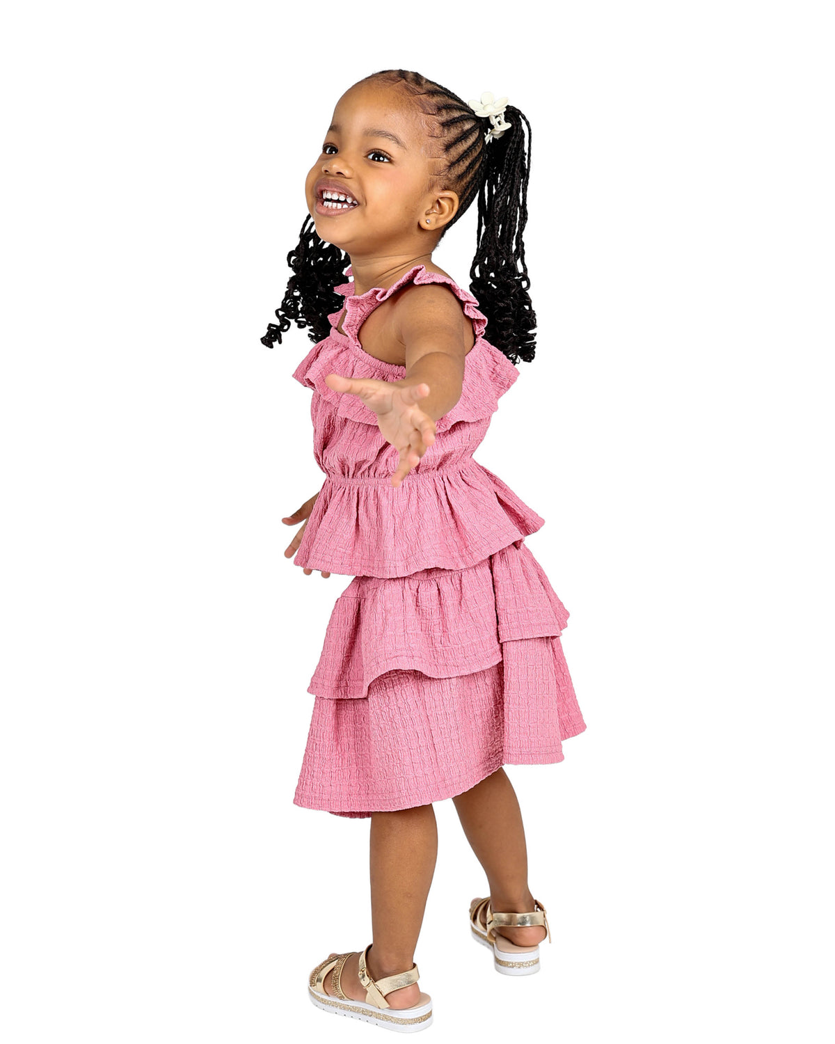 Sleeveless Frill Detail Top and Tiered Skirt Set