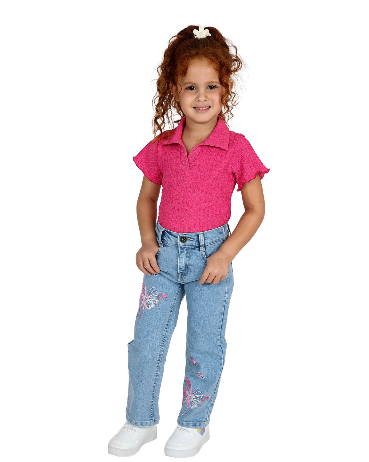 Light Blue Embroidered Butterfly Detail Jeans