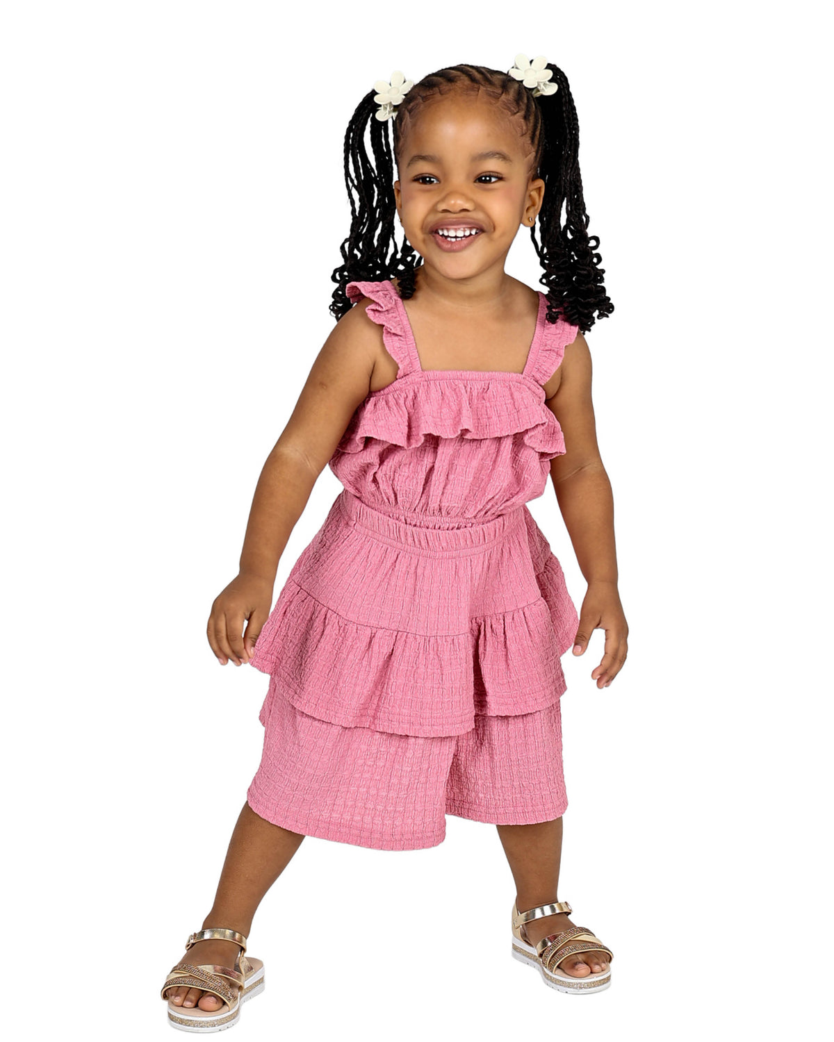 Sleeveless Frill Detail Top and Tiered Skirt Set