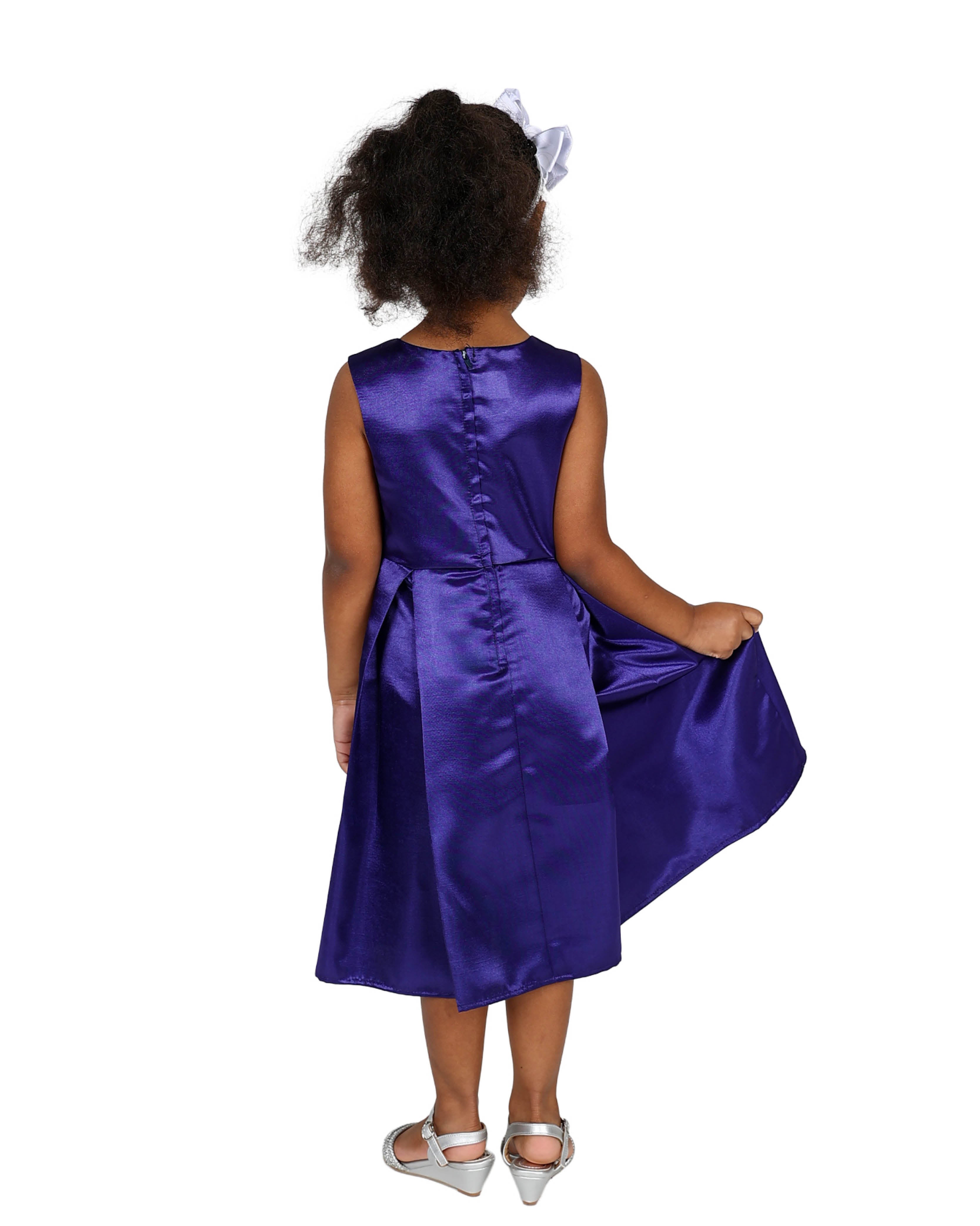 Purple Sleeveless Pleated Party Dress