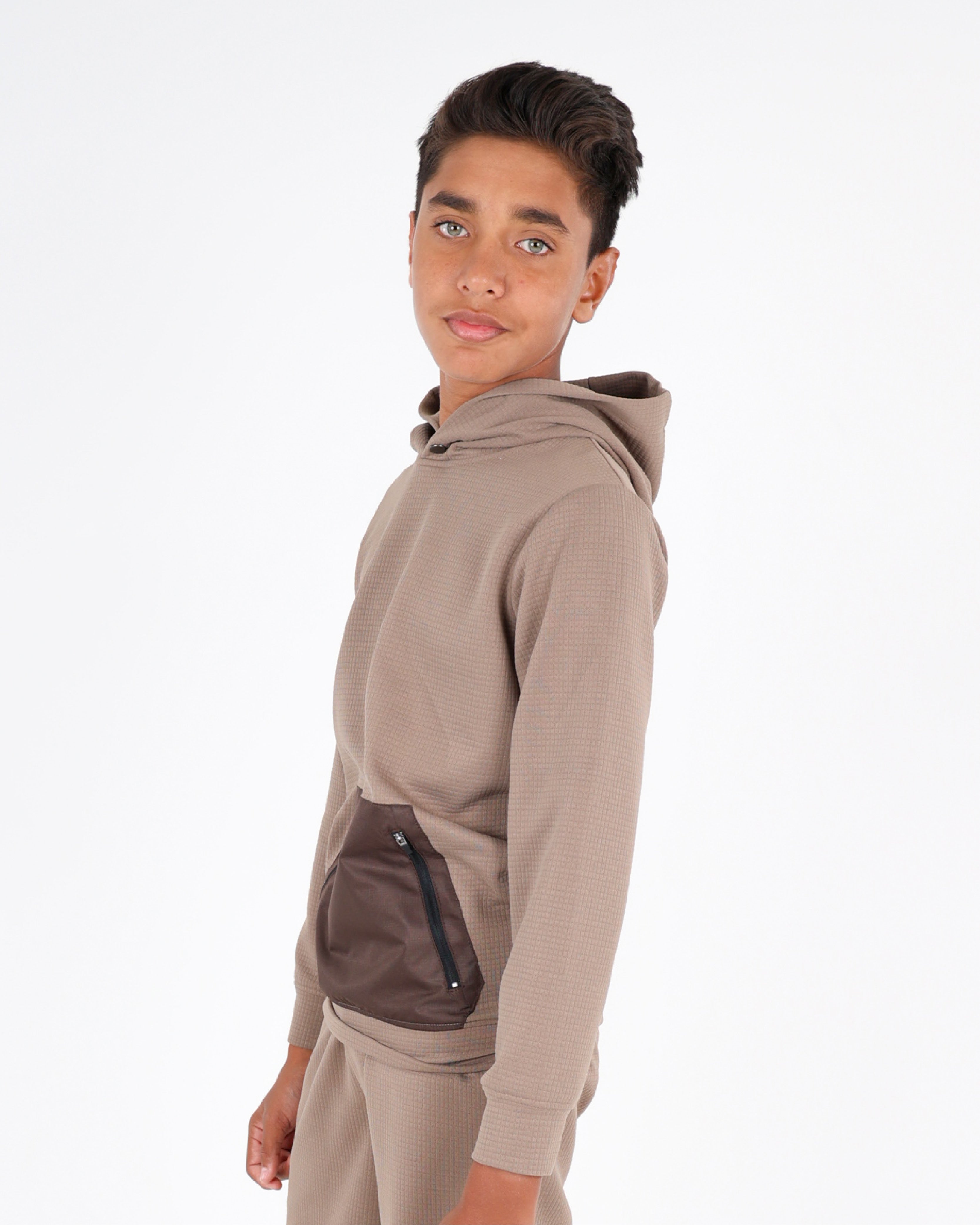 Boys Waffle Contrast Hoodie