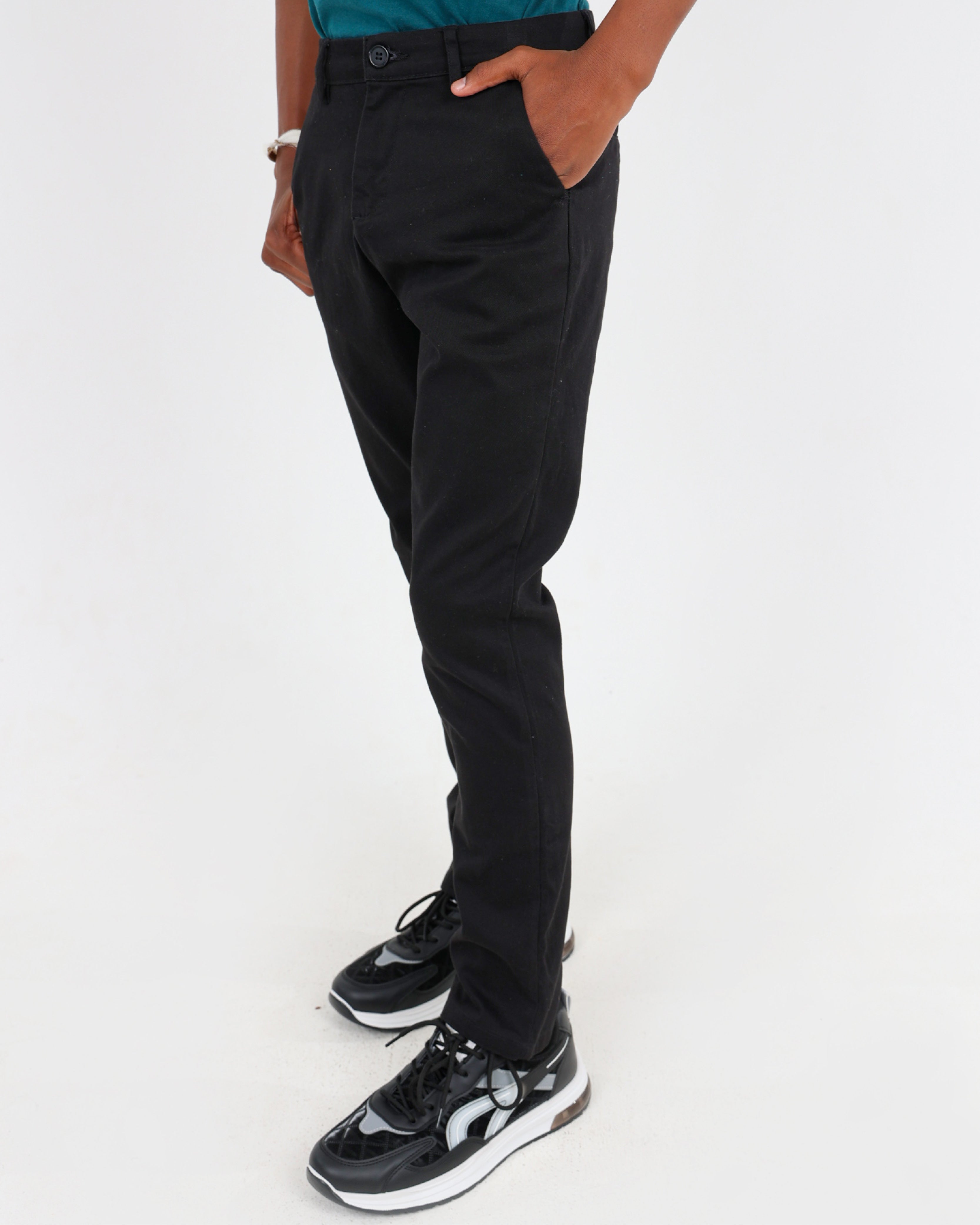 Big Boys Black Slim Fit Chinos