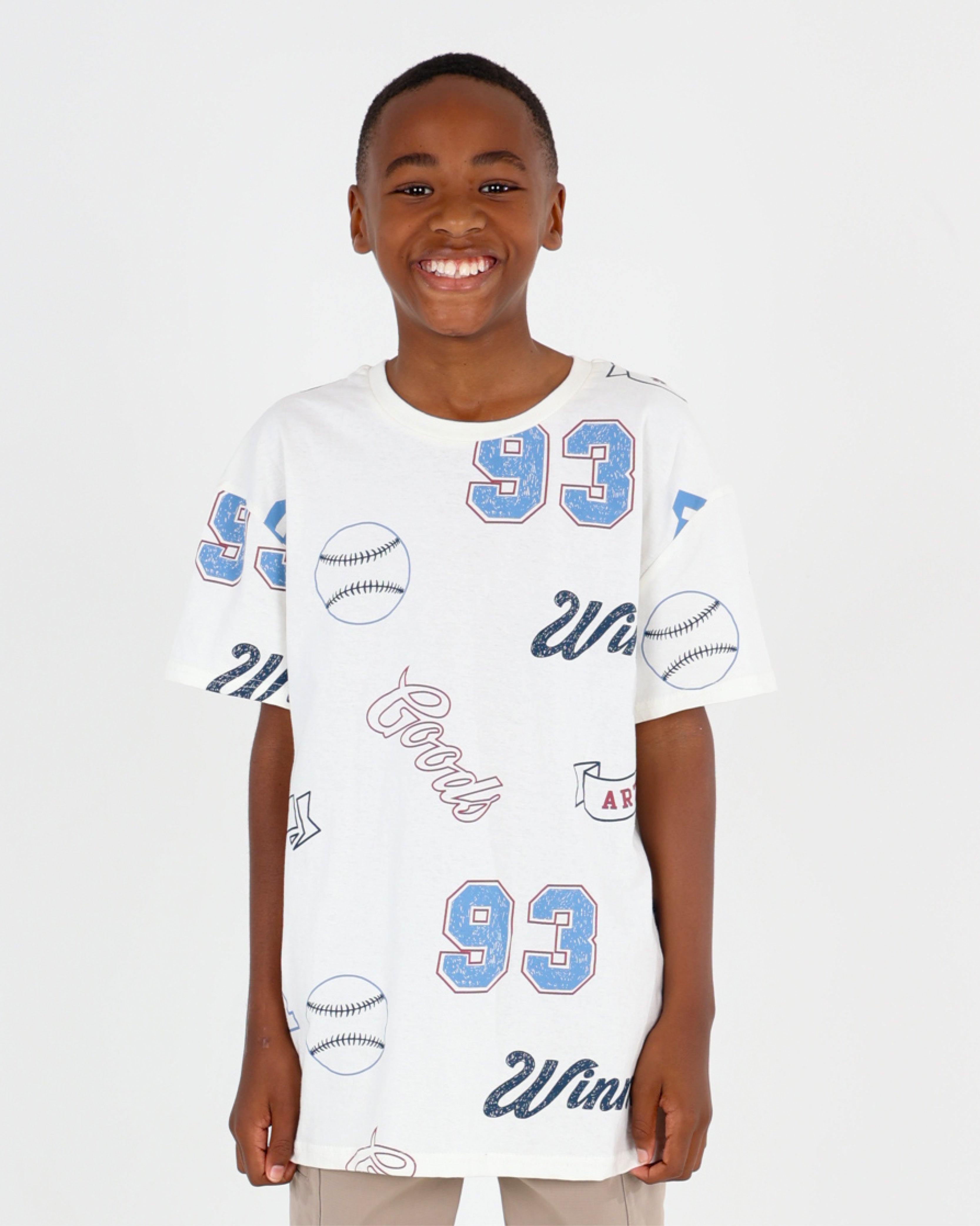 Boys Short Sleeve Baseball Print T-Shirt