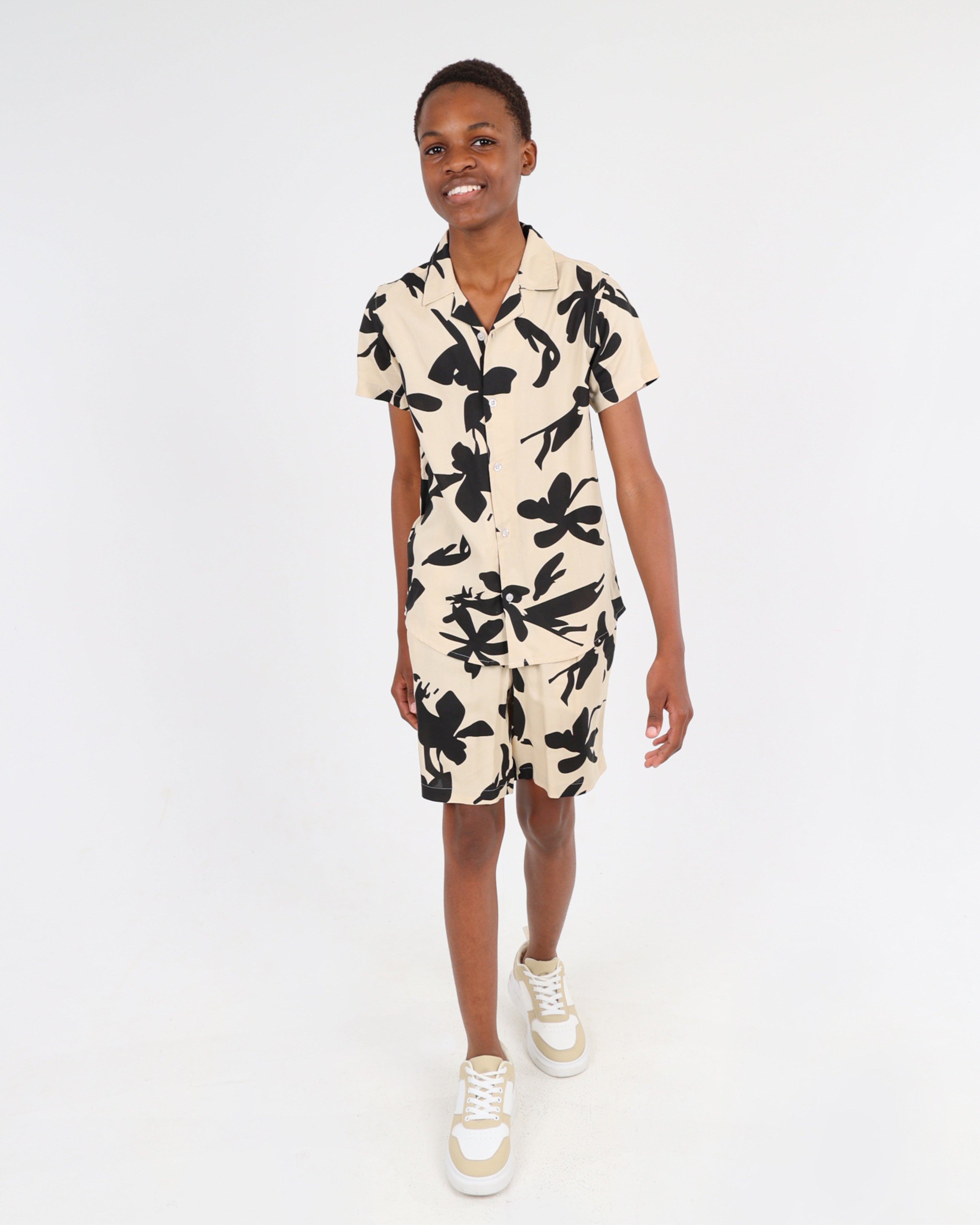 Big Boys Abstract Leaf Print Shorts
