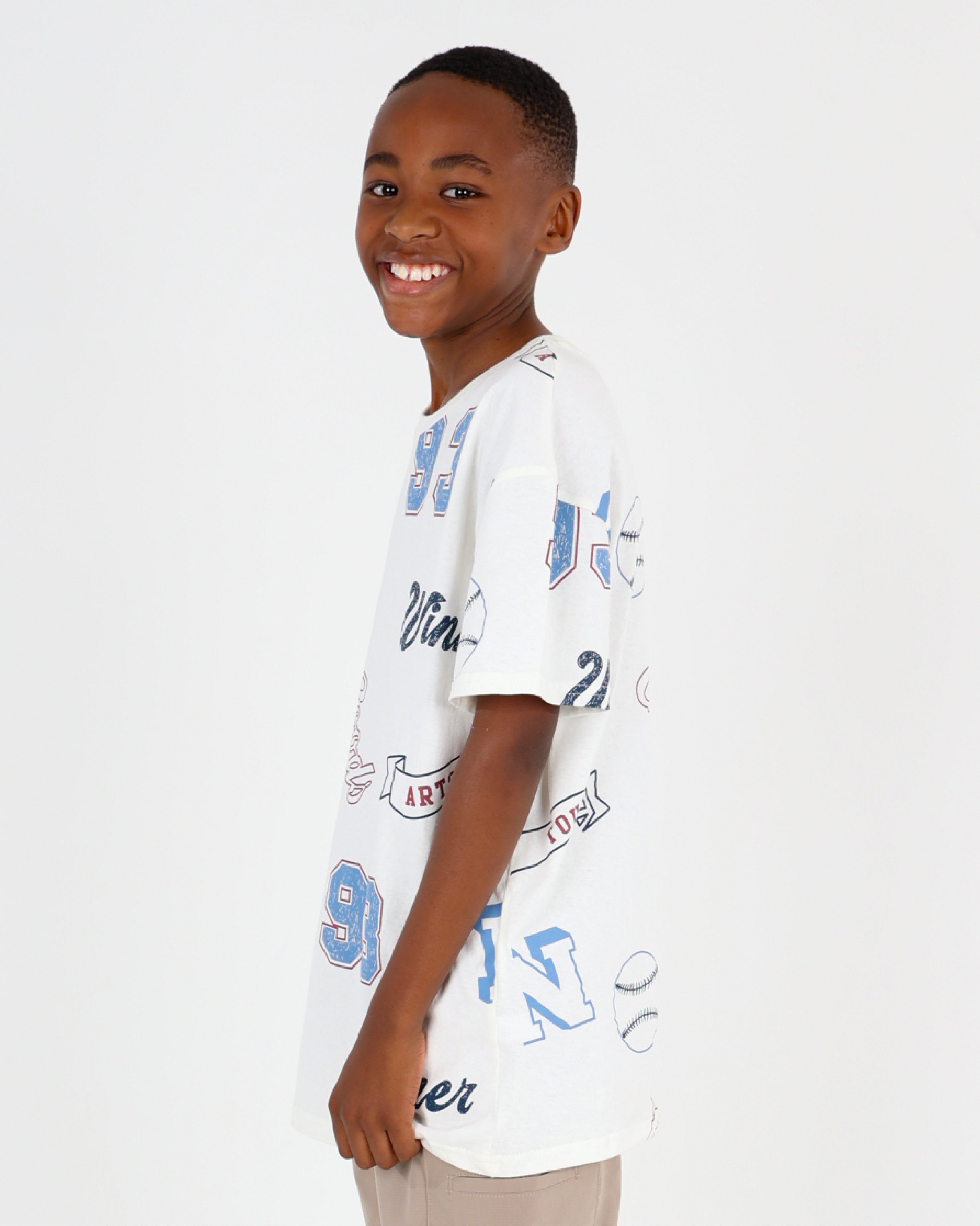 Boys Short Sleeve Baseball Print T-Shirt