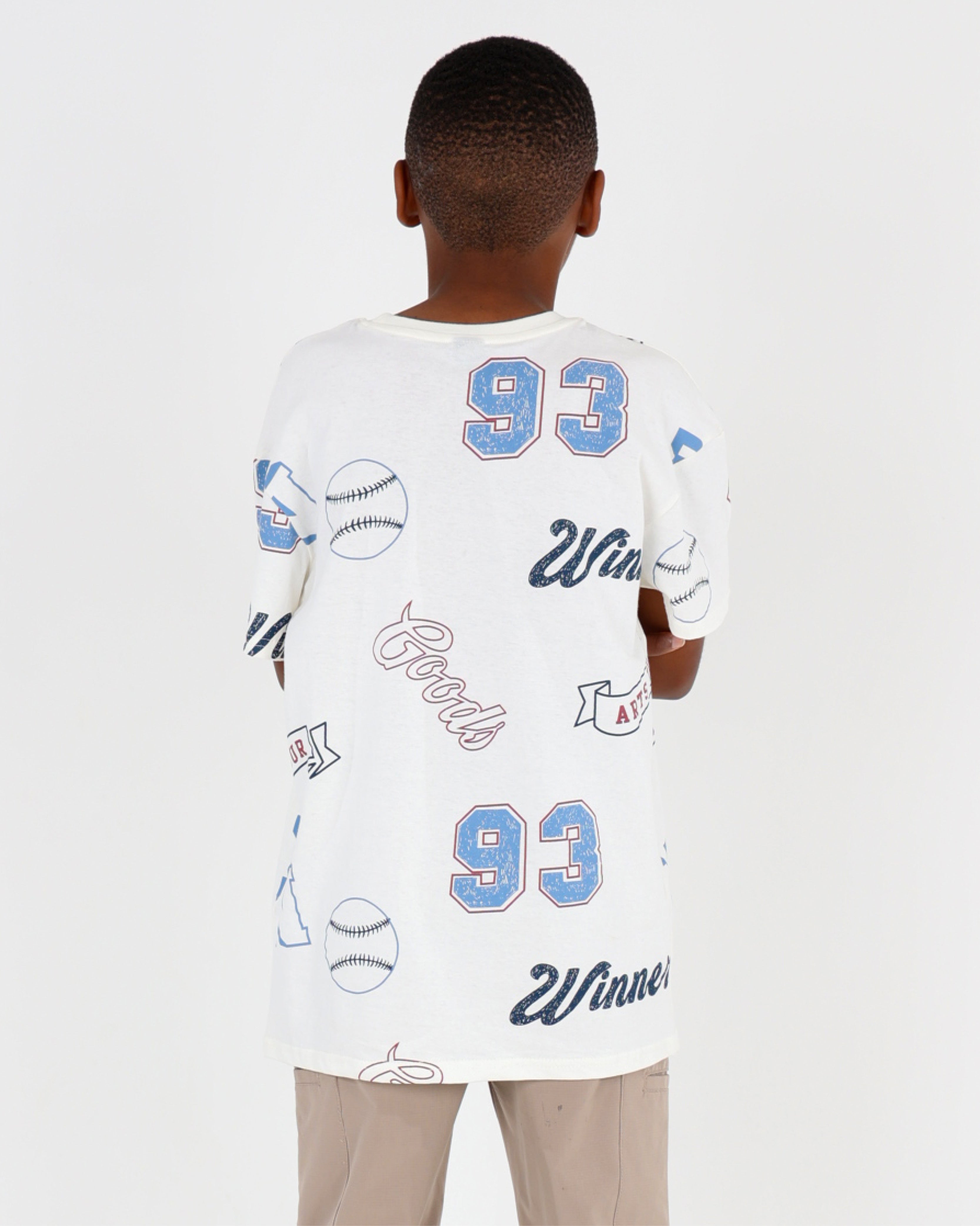 Boys Short Sleeve Baseball Print T-Shirt