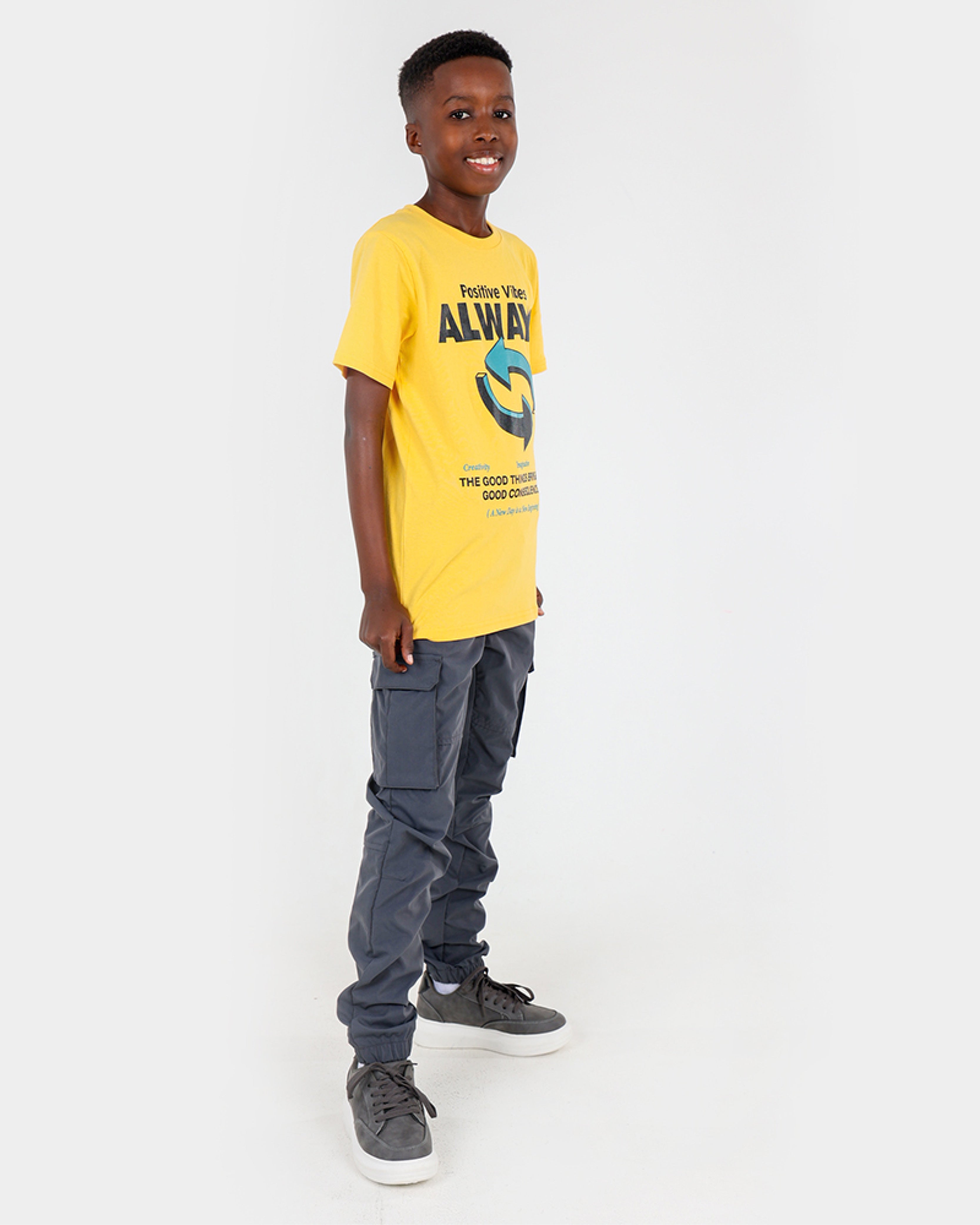 Boys Charcoal Cargo Jogger