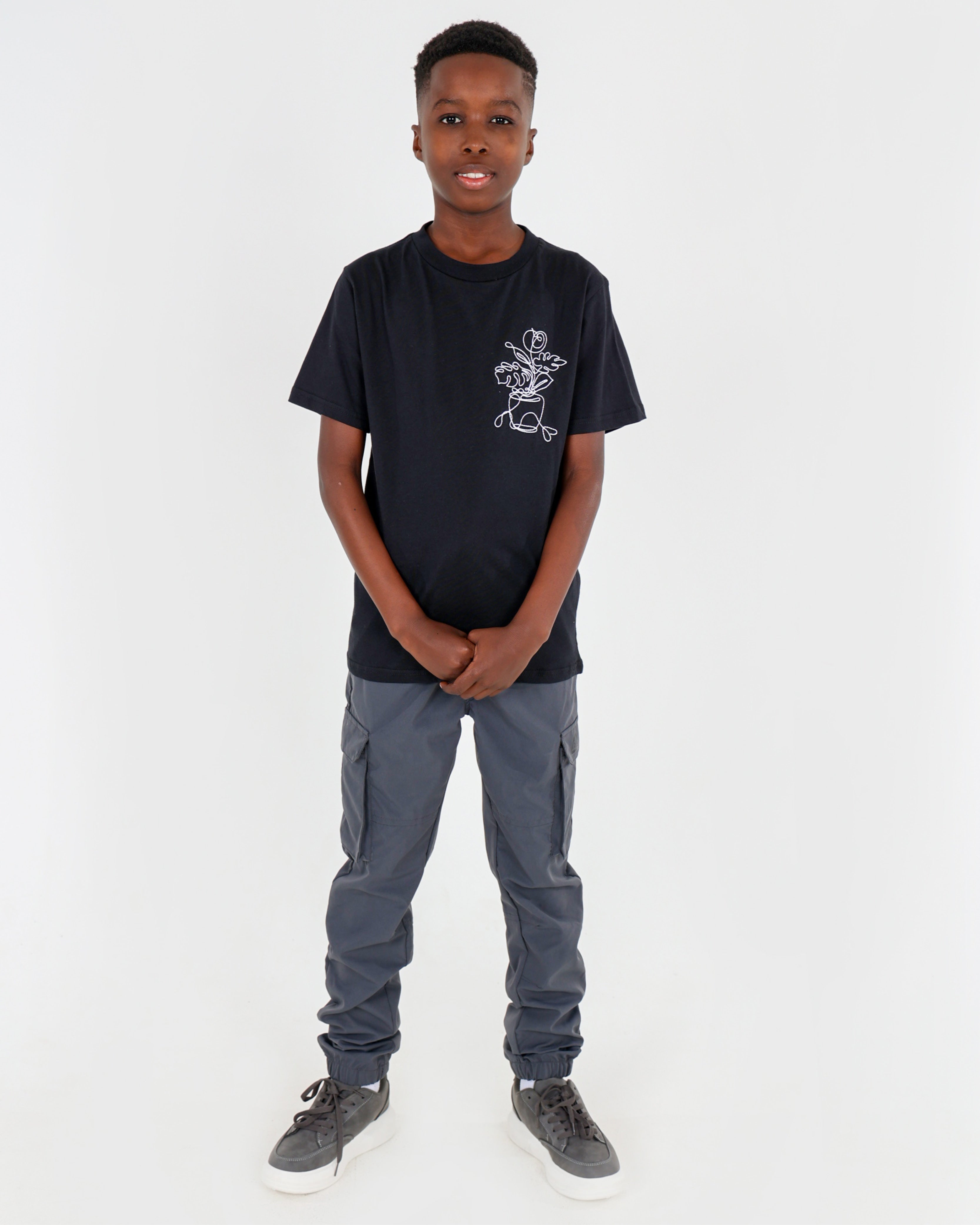Big Boys Flower Pot Embroidery T-Shirt