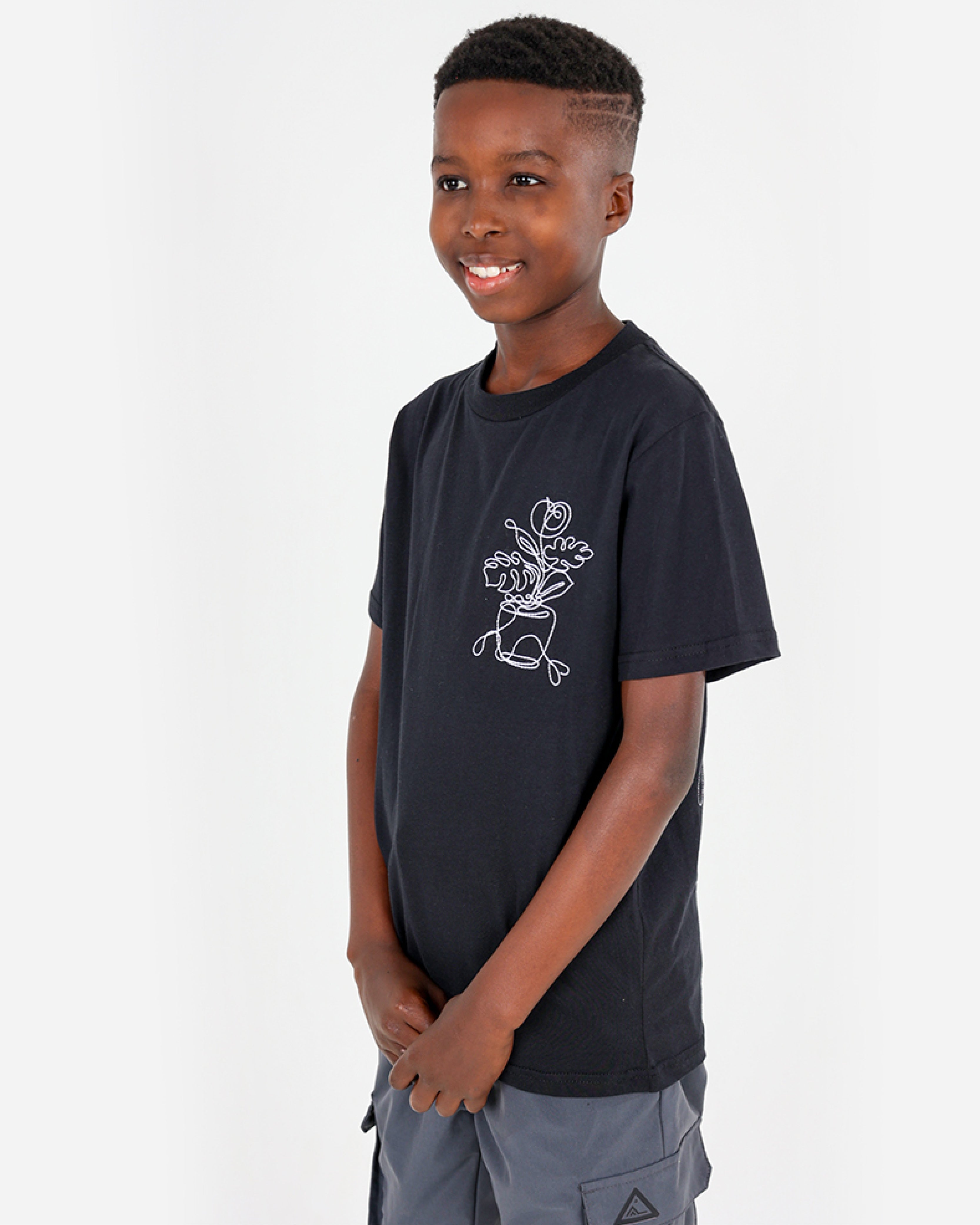Big Boys Flower Pot Embroidery T-Shirt