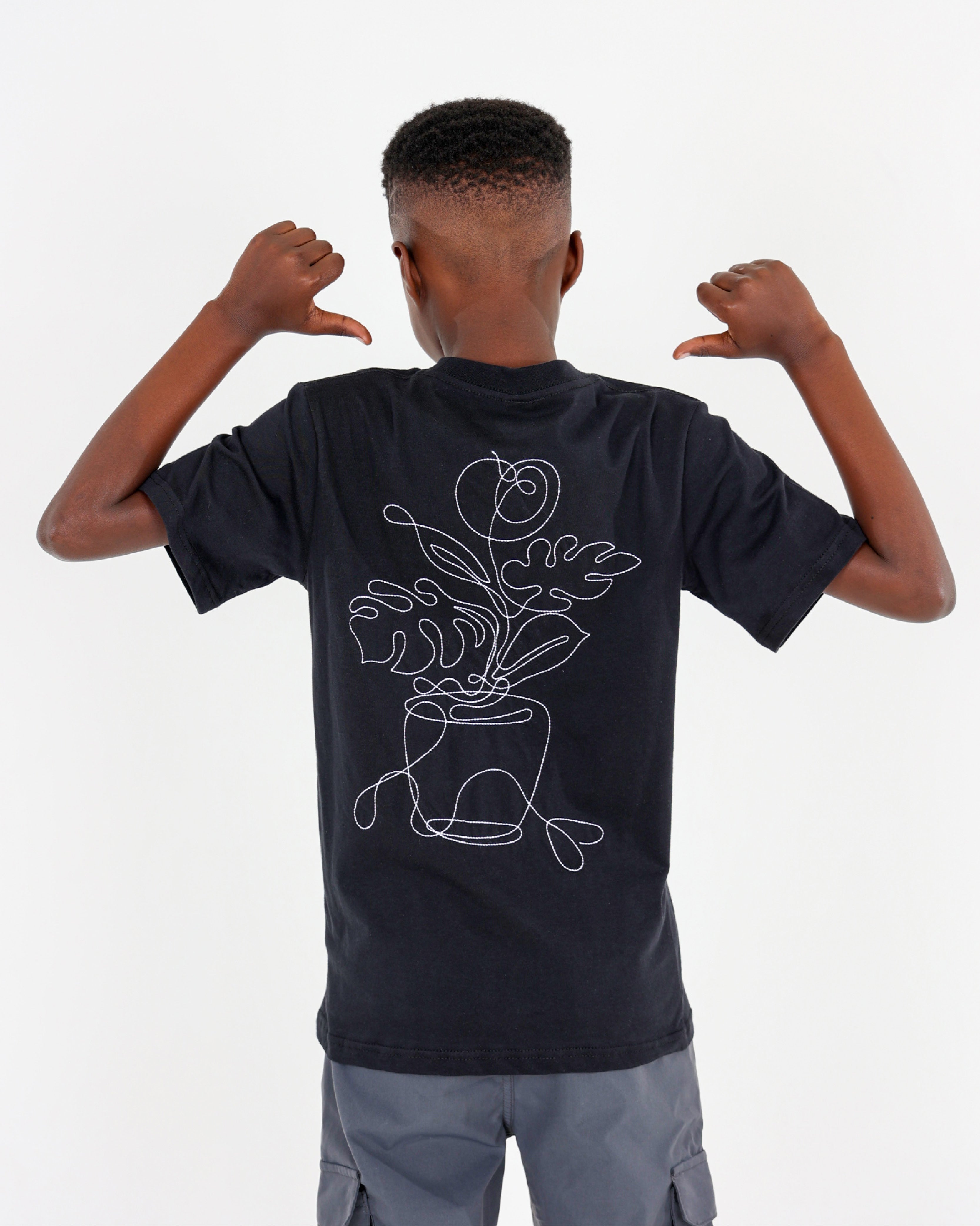 Big Boys Flower Pot Embroidery T-Shirt