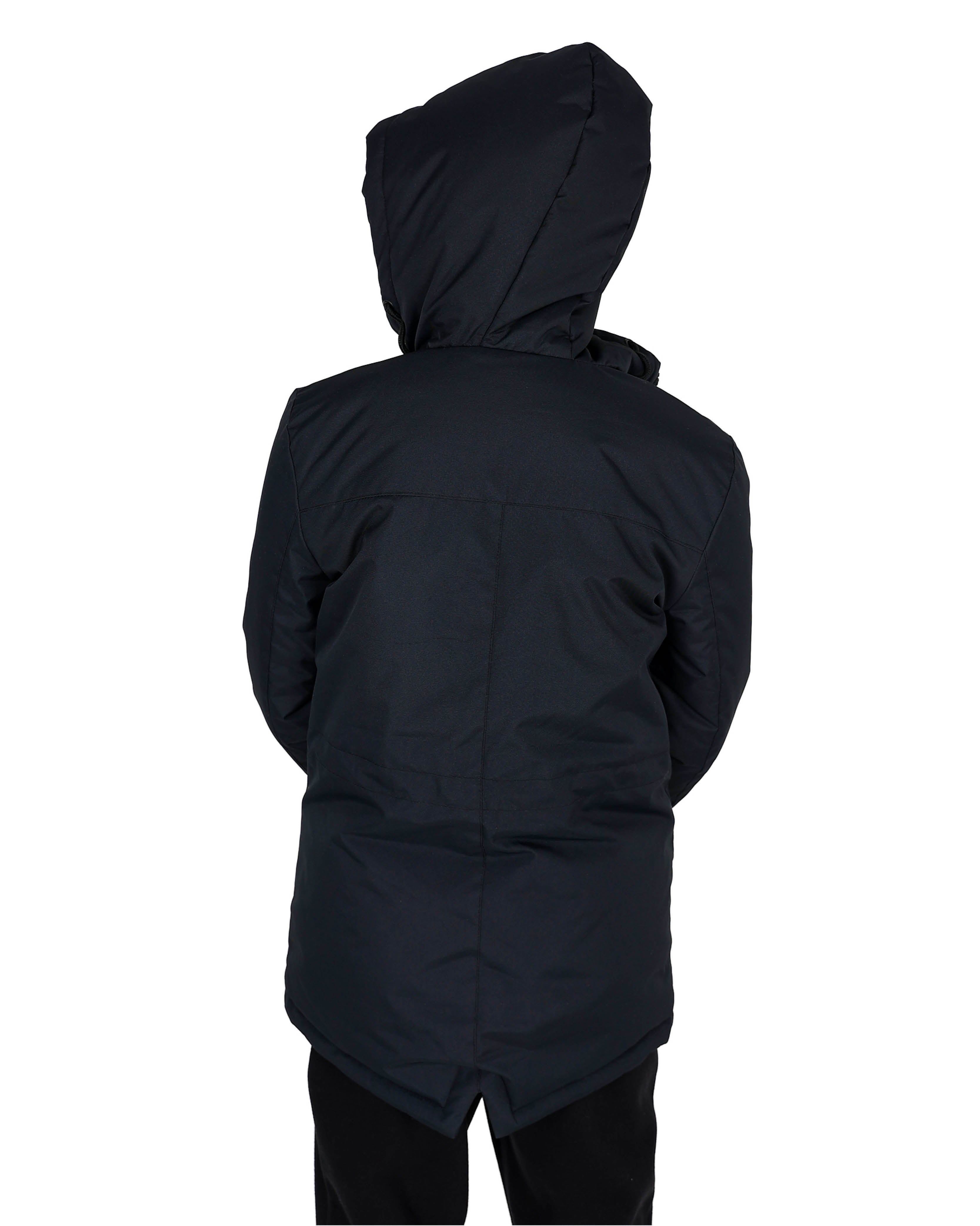 Classic Hi Low Hooded Black Parka Jacket